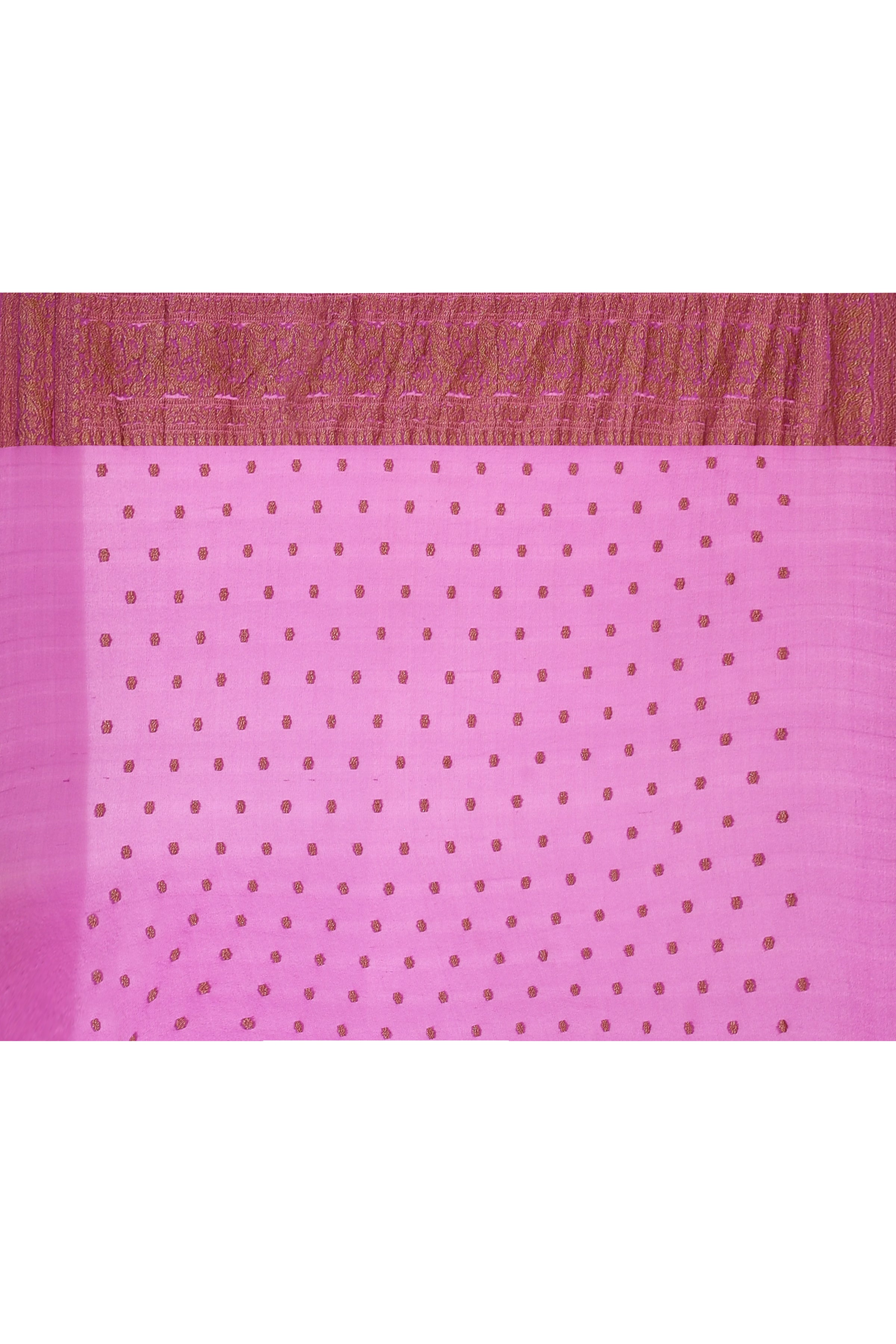 Orchid pink Banarasi Crape Chiffon Silk Saree