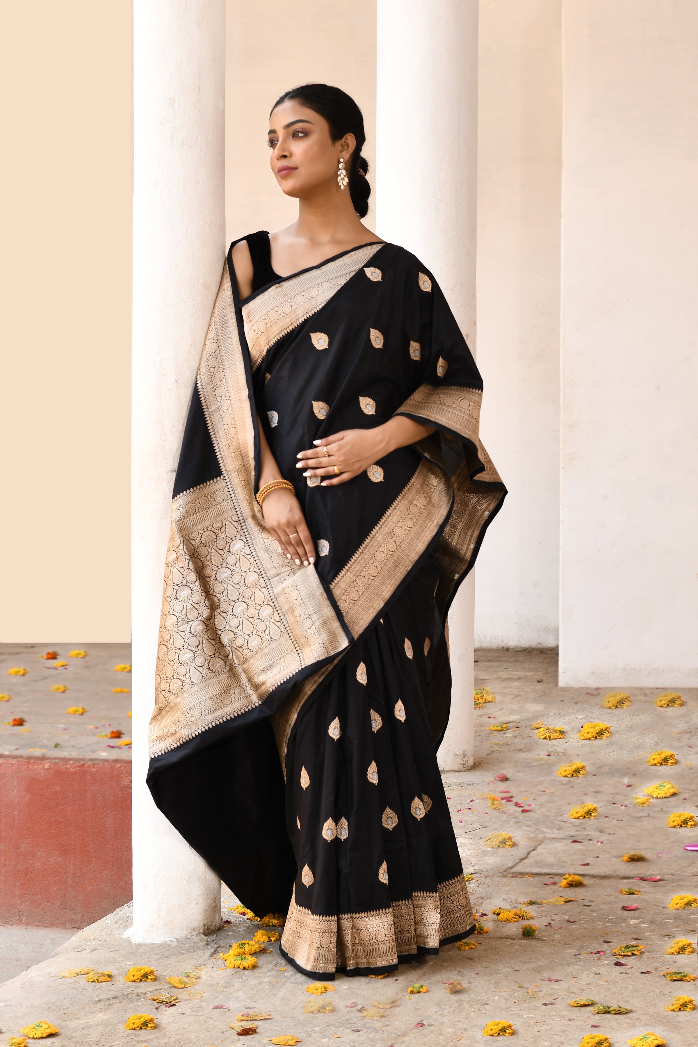 Classic Black Handwoven Banarasi Katan Silk Saree