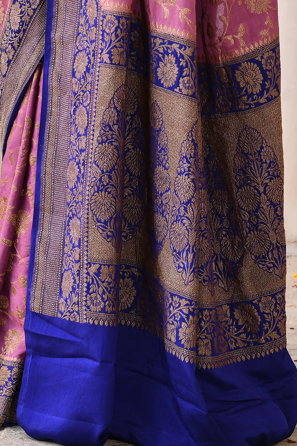 Pink Banarasi Crape Chiffon Silk Saree