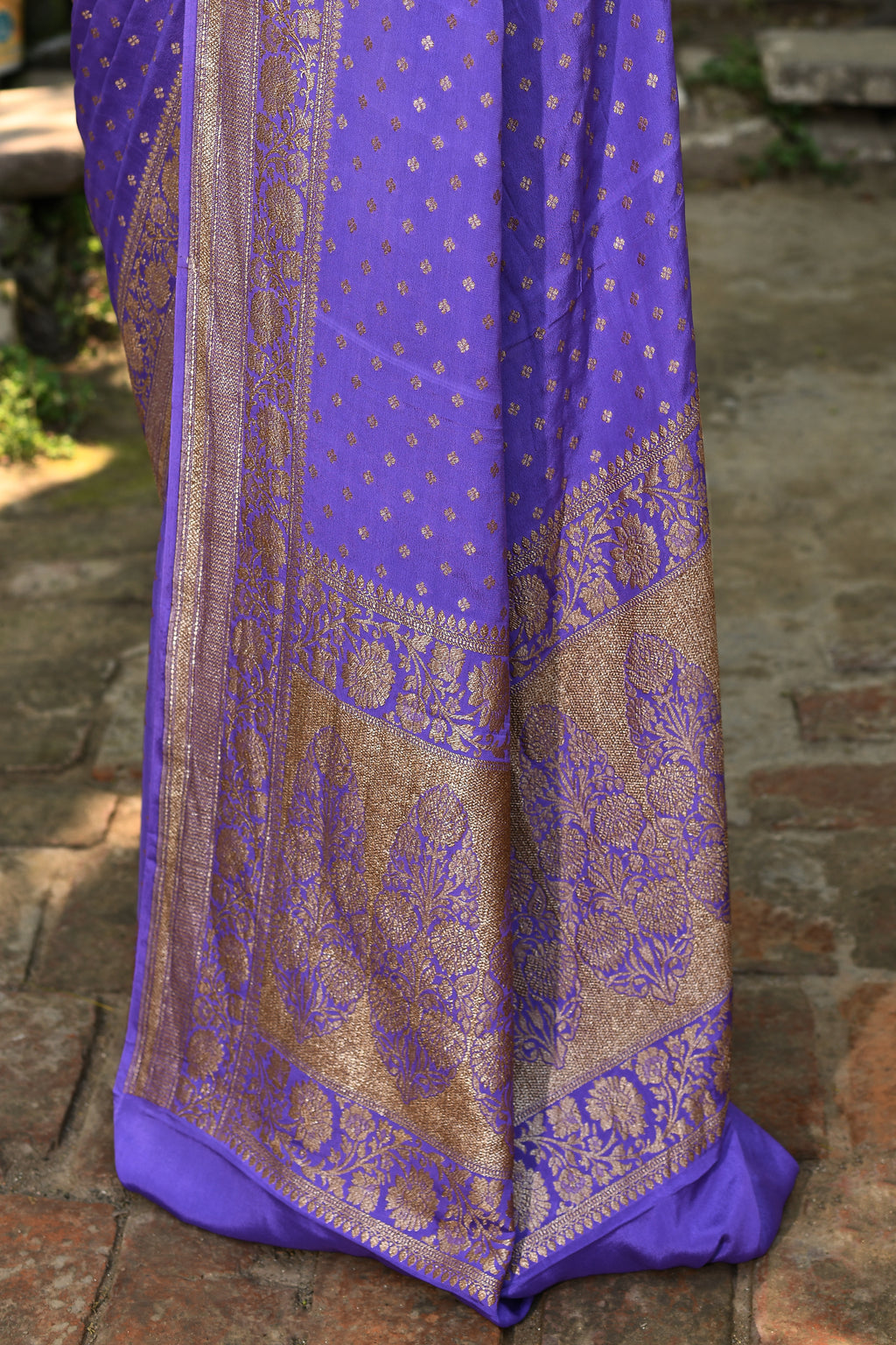 Banarasi Crape Chiffon Silk Saree in Lavender