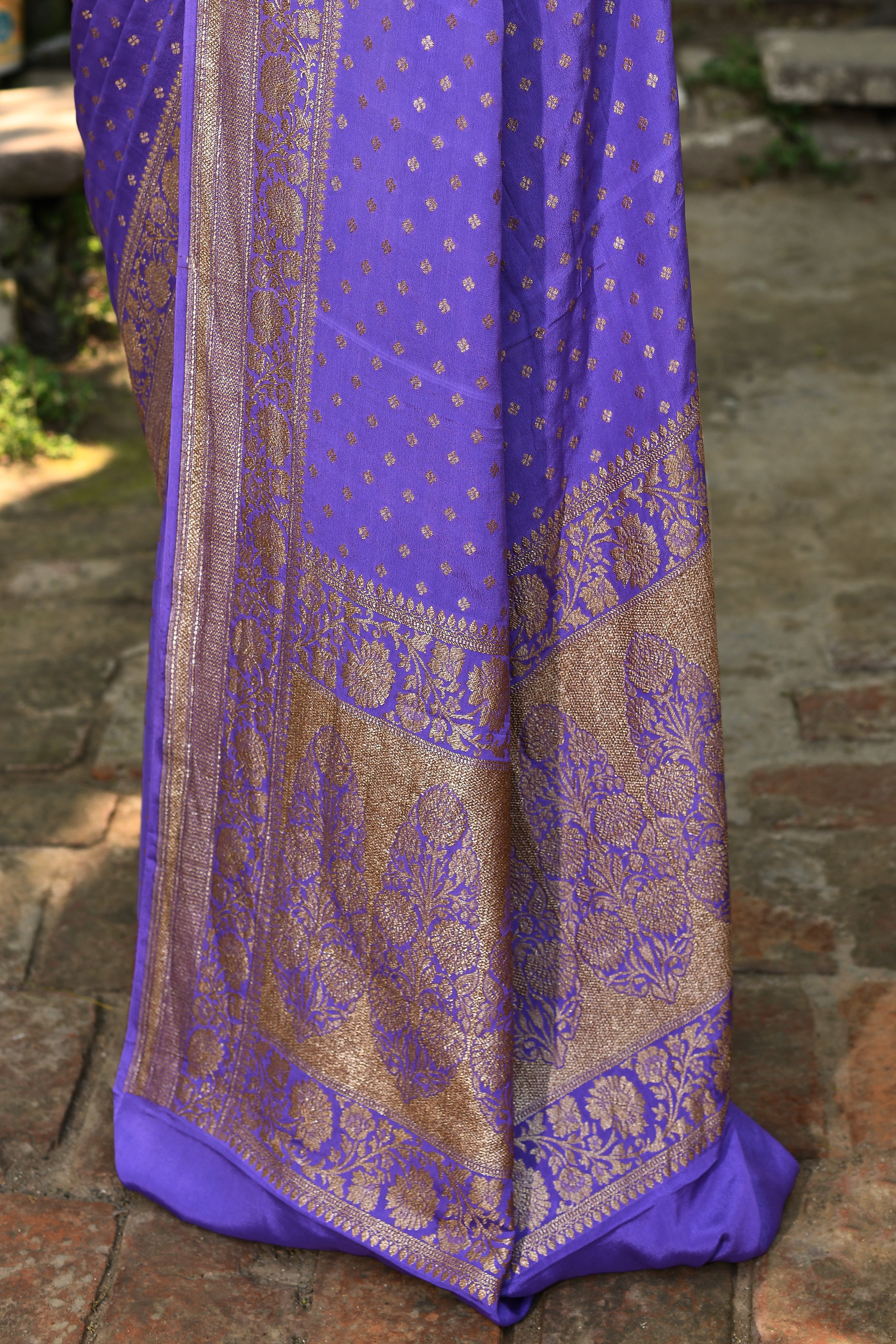 Banarasi Crape Chiffon Silk Saree in Lavender