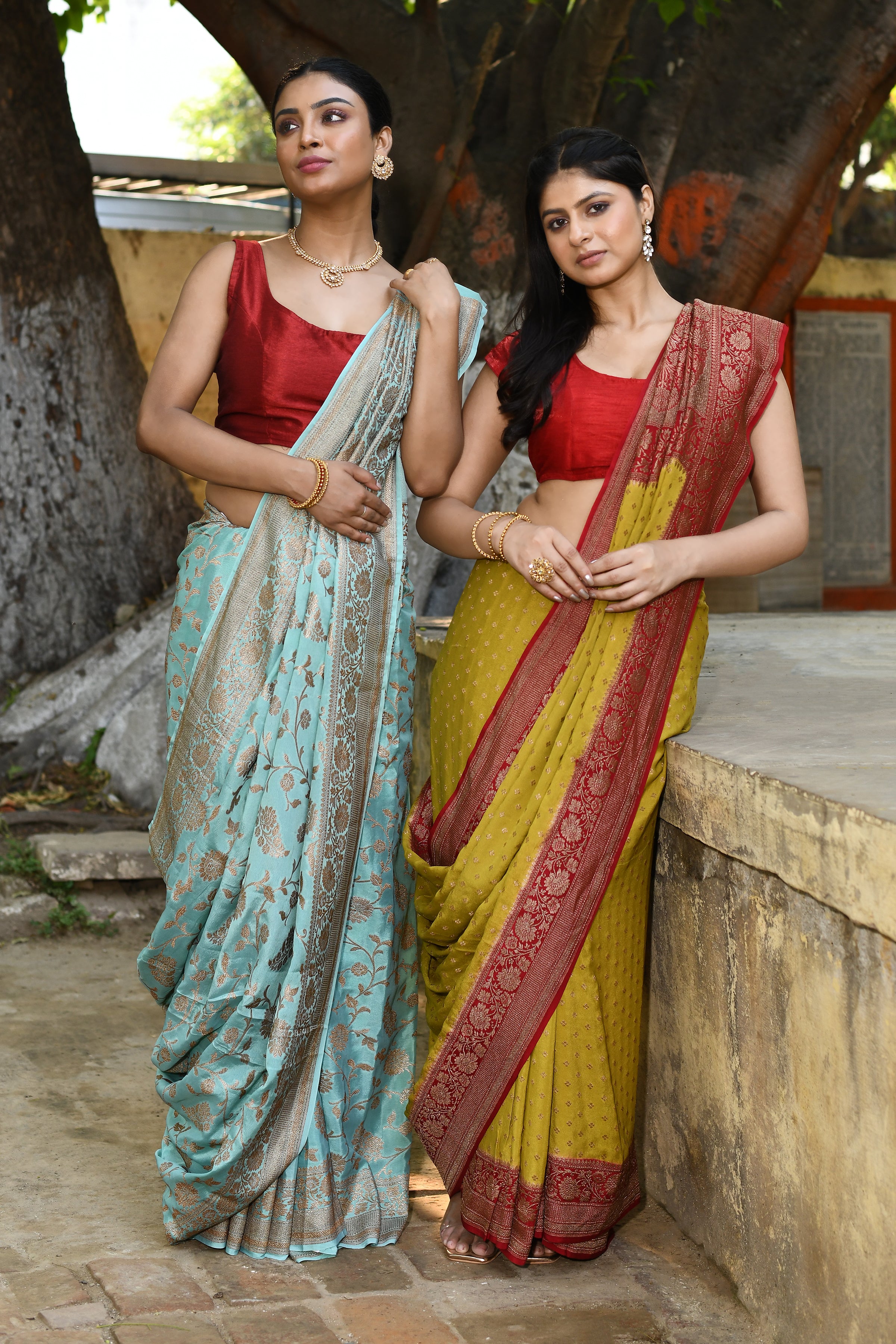 Yellow Handwoven Banarasi Crape Chiffon Silk Saree