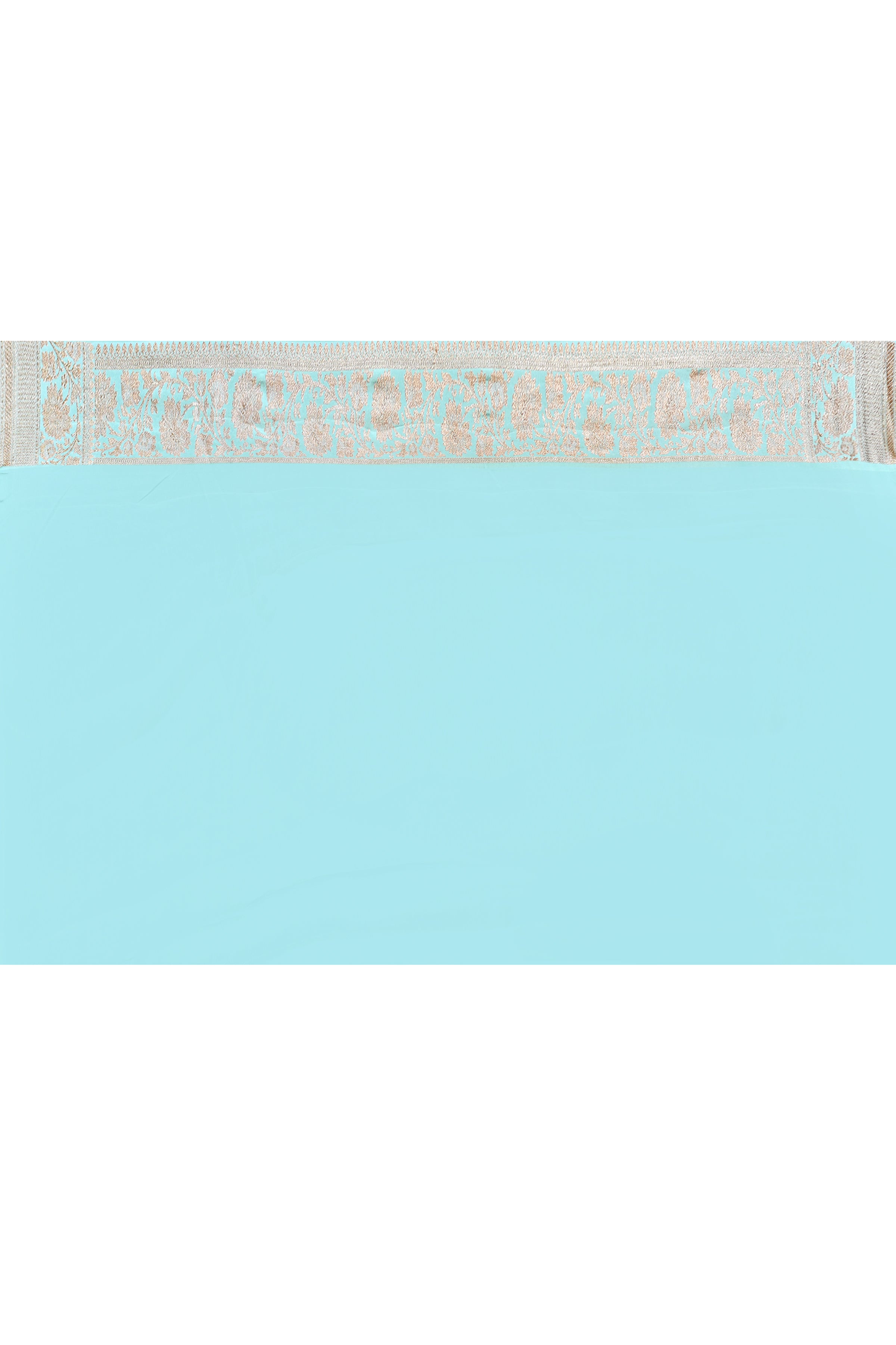 Aqua Banarasi Crape Chiffon Silk Saree