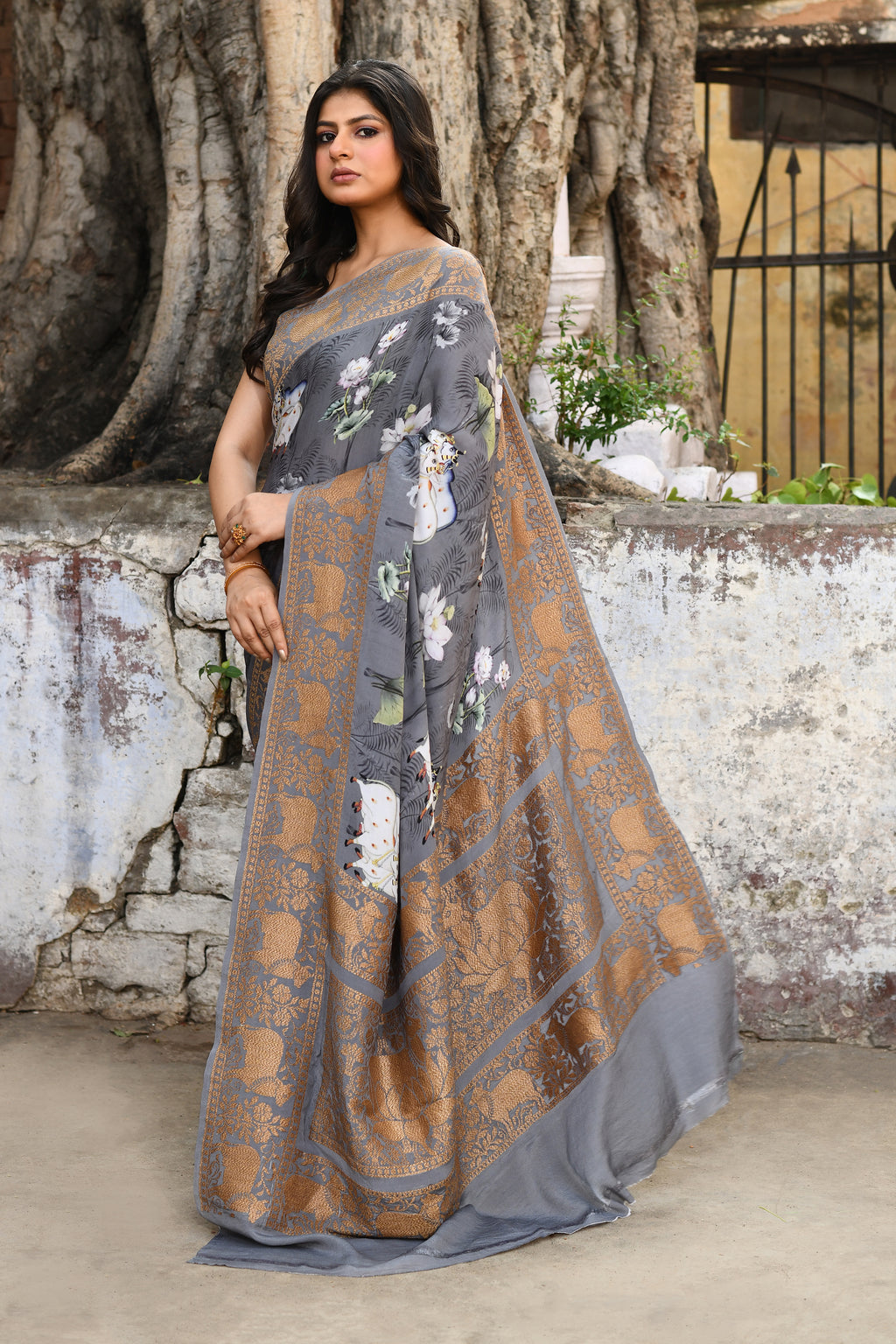 Banarasi Printed Chiffon Silk Saree