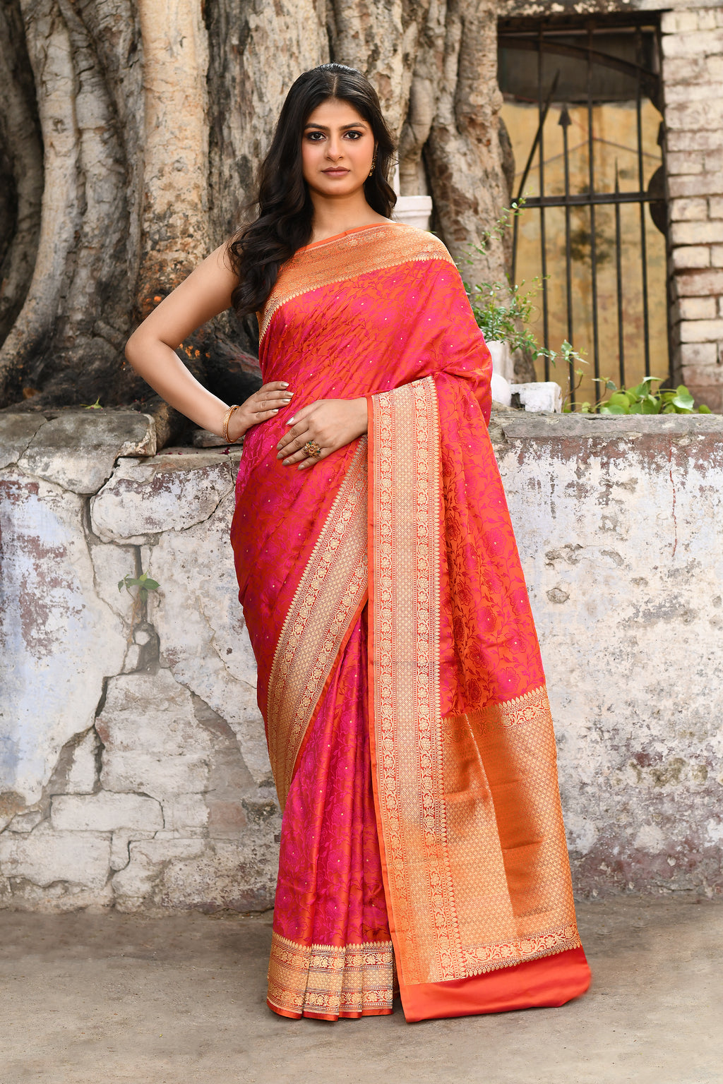 Red Pure Katan Silk Saree