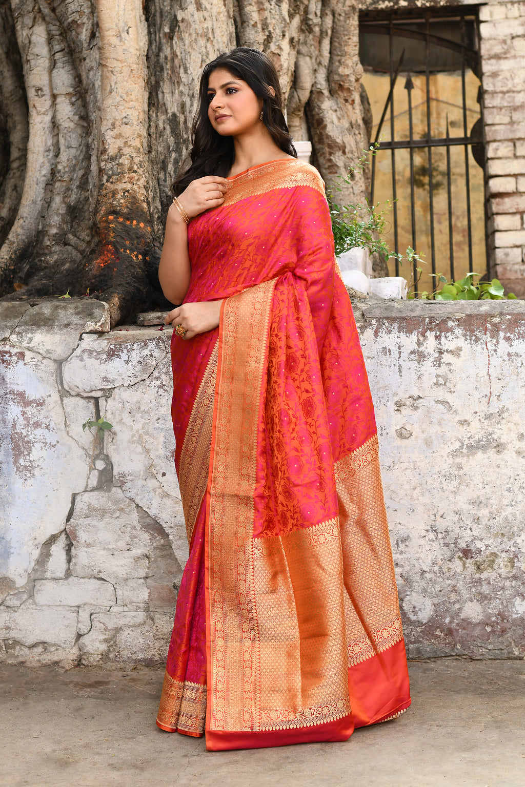 Red Pure Katan Silk Saree