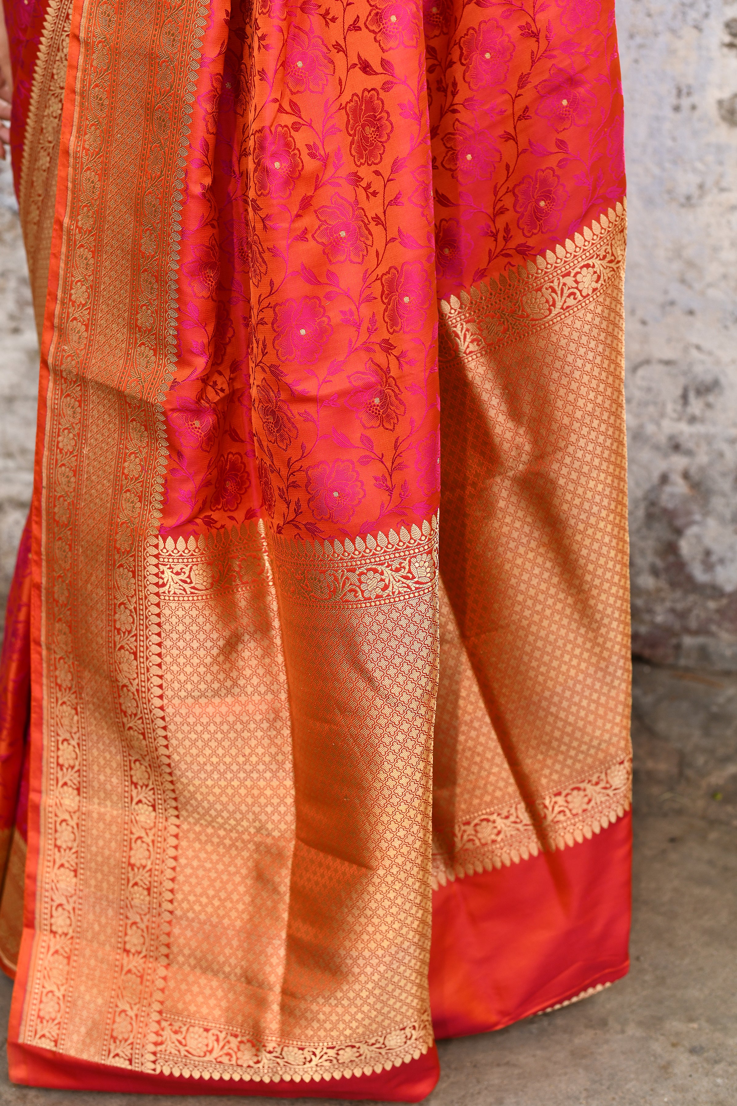 Red Pure Katan Silk Saree