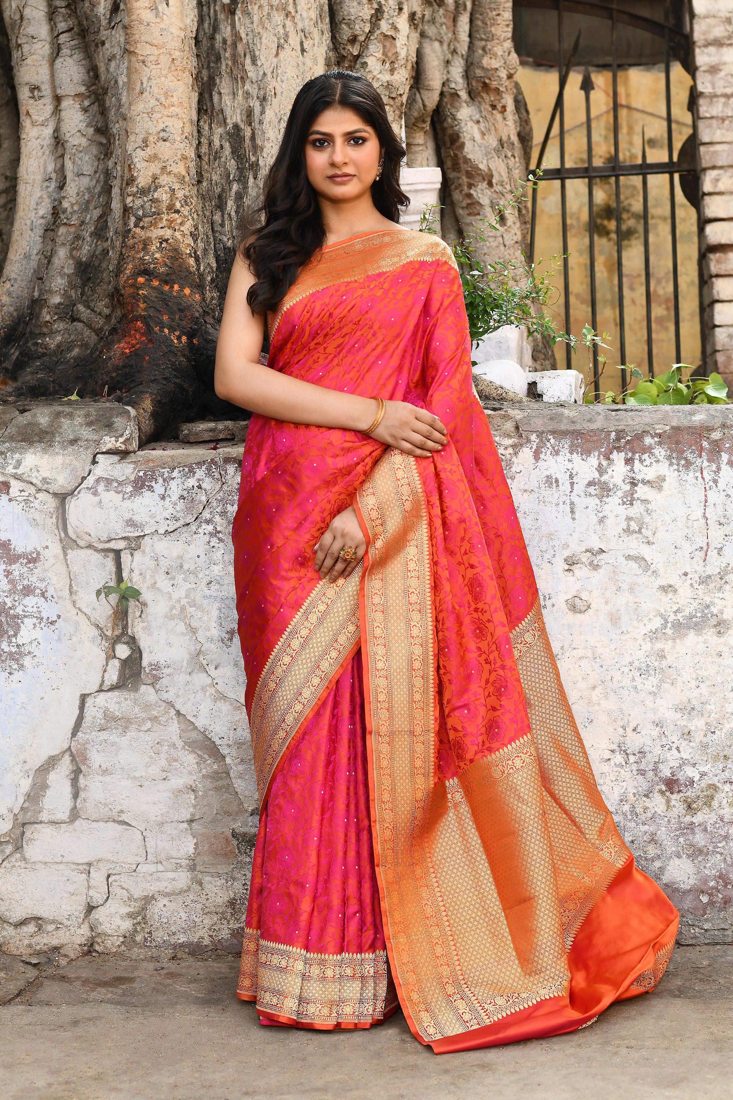 Red Pure Katan Silk Saree