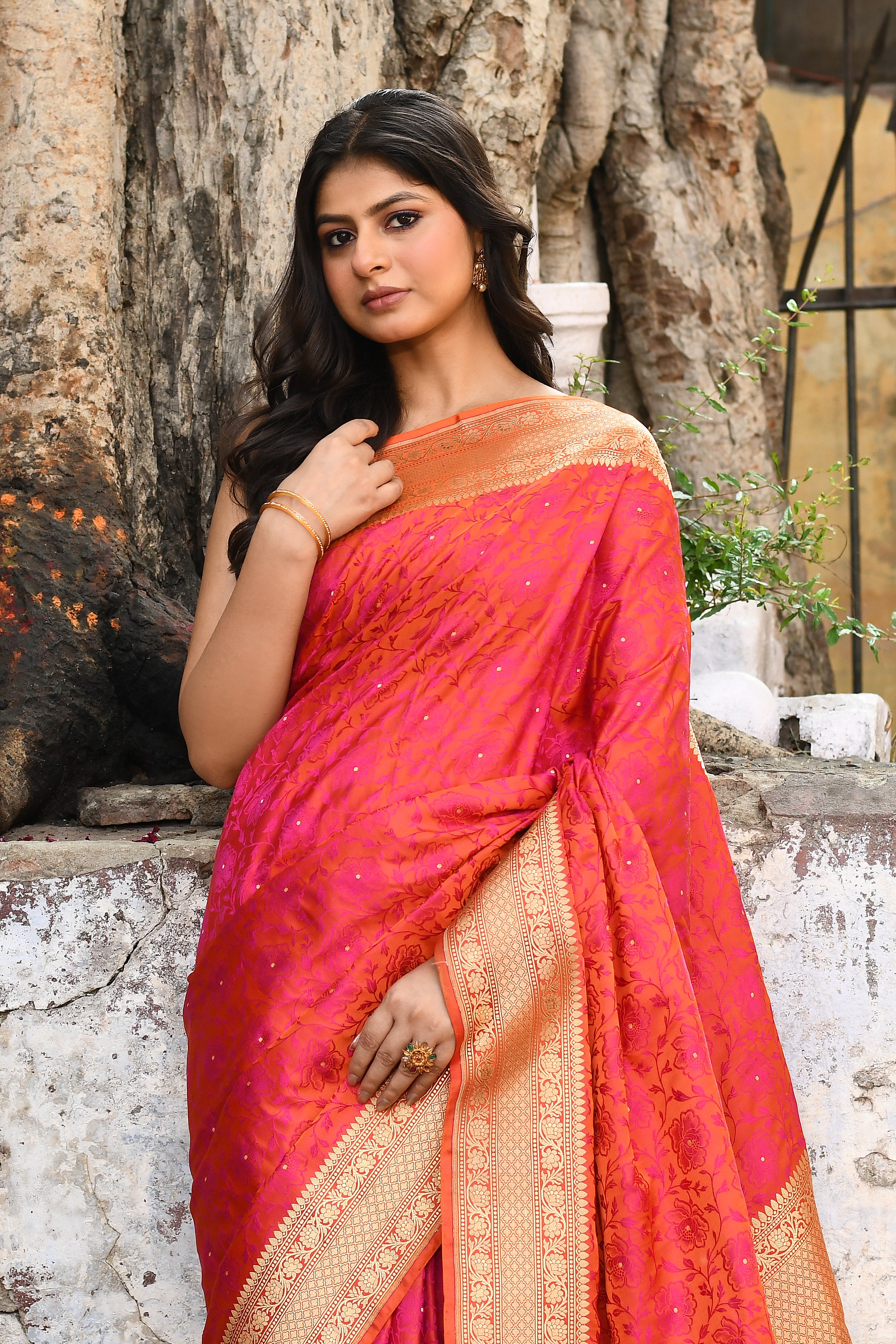 Red Pure Katan Silk Saree