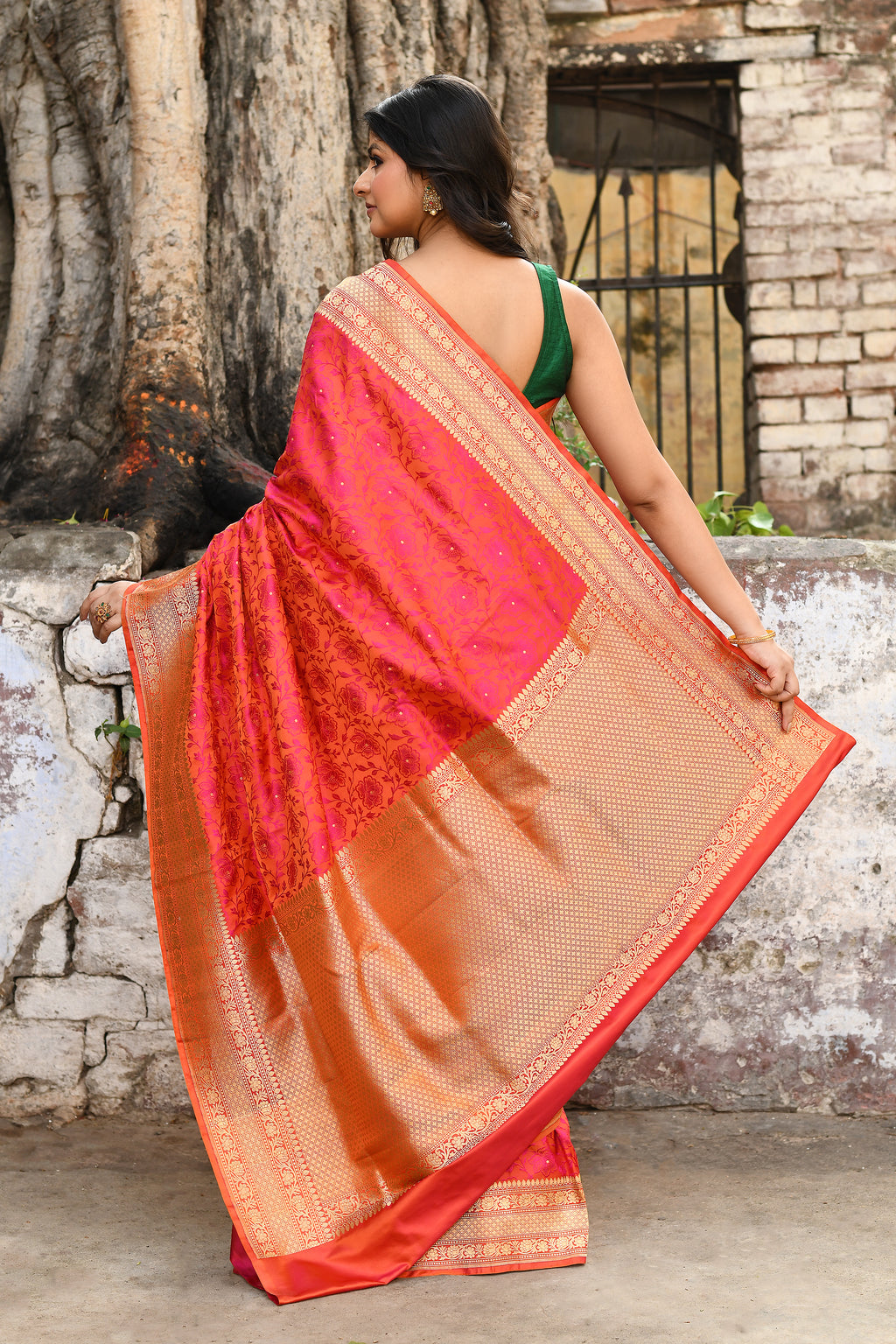 Red Pure Katan Silk Saree