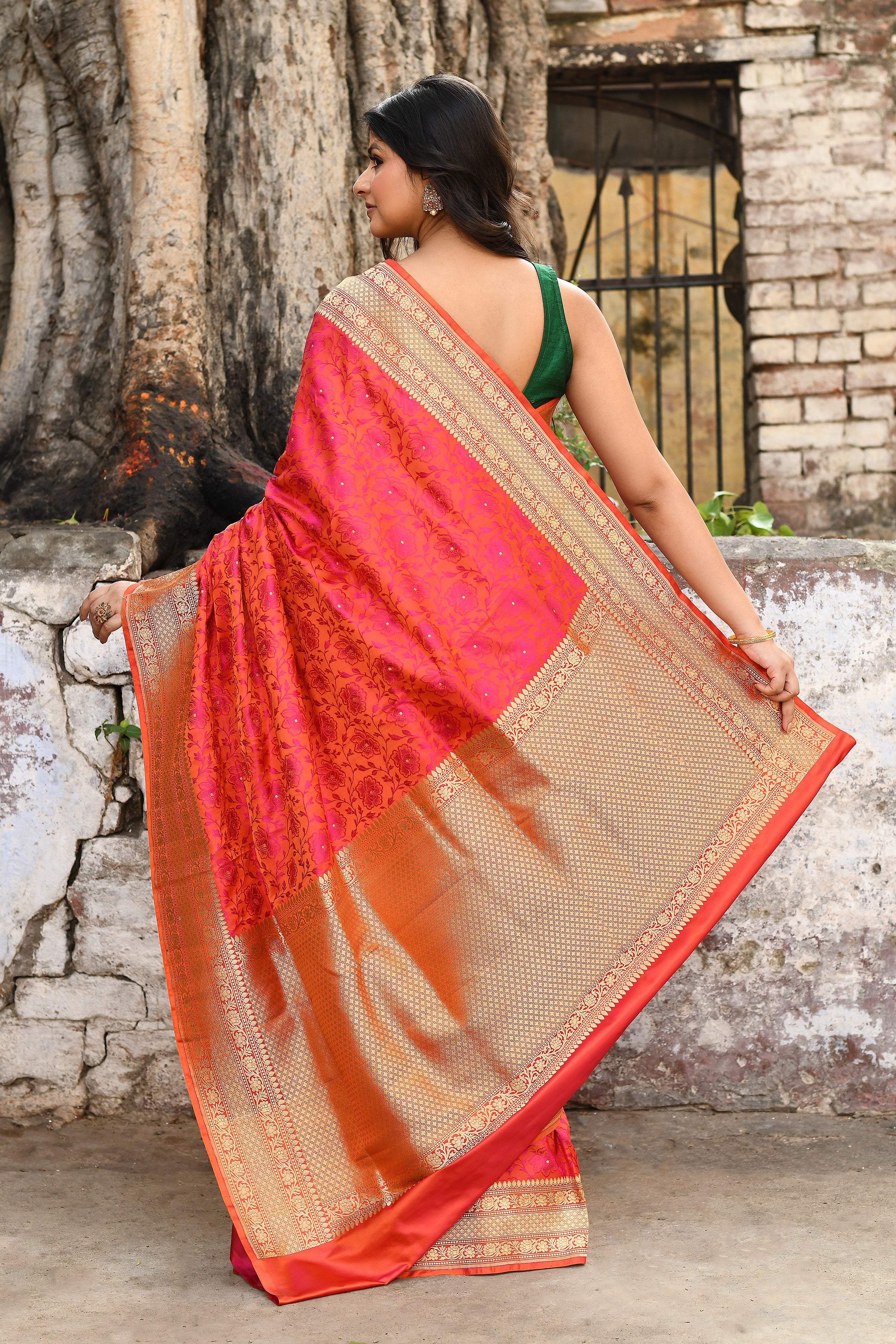 Red Pure Katan Silk Saree