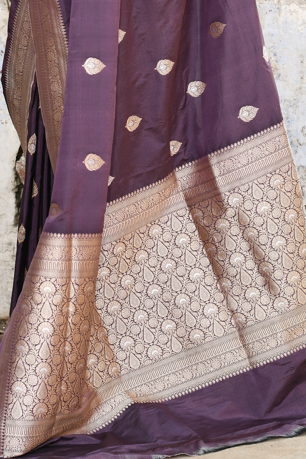 Handwoven Purple Banarasi Katan Silk Saree