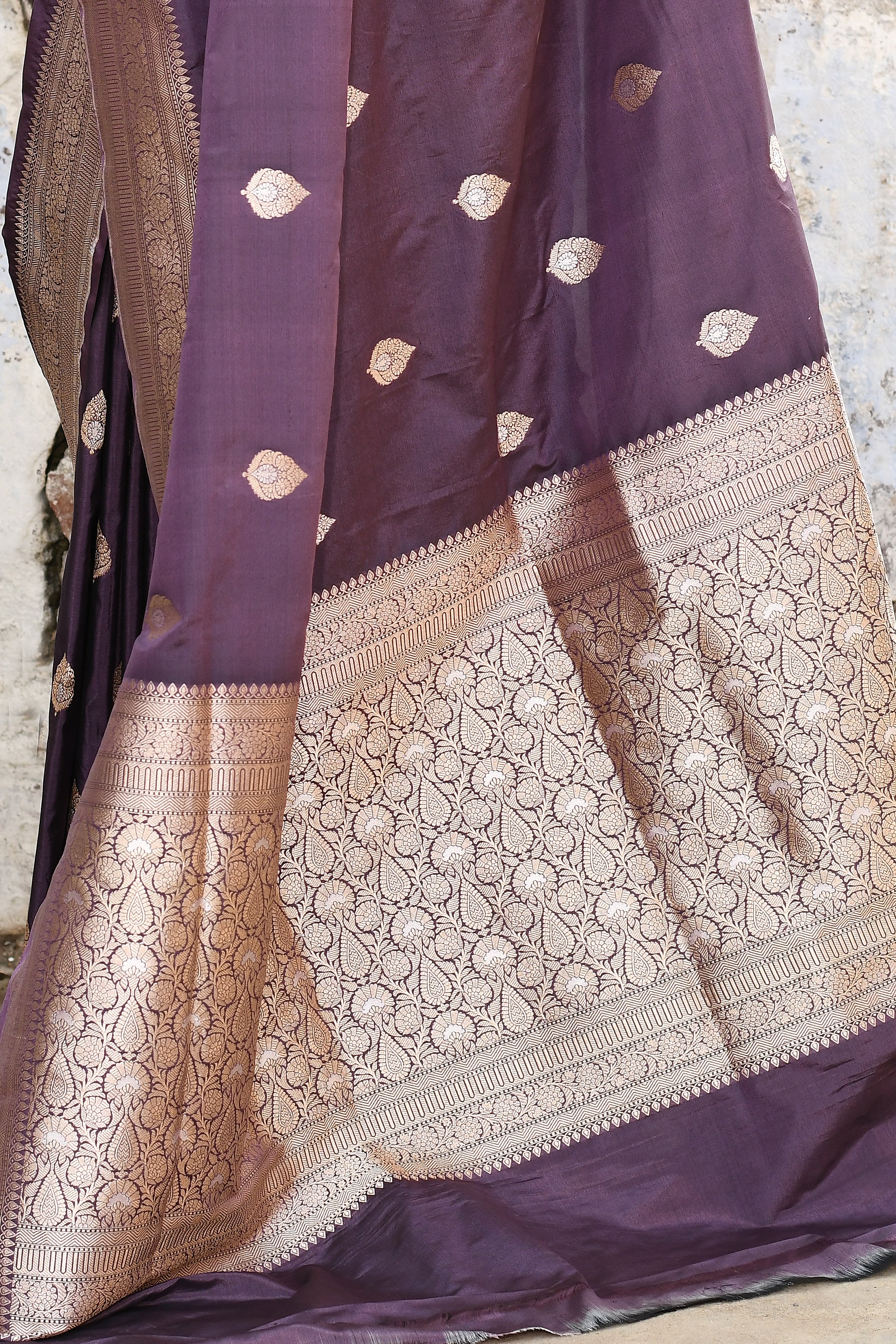 Handwoven Purple Banarasi Katan Silk Saree