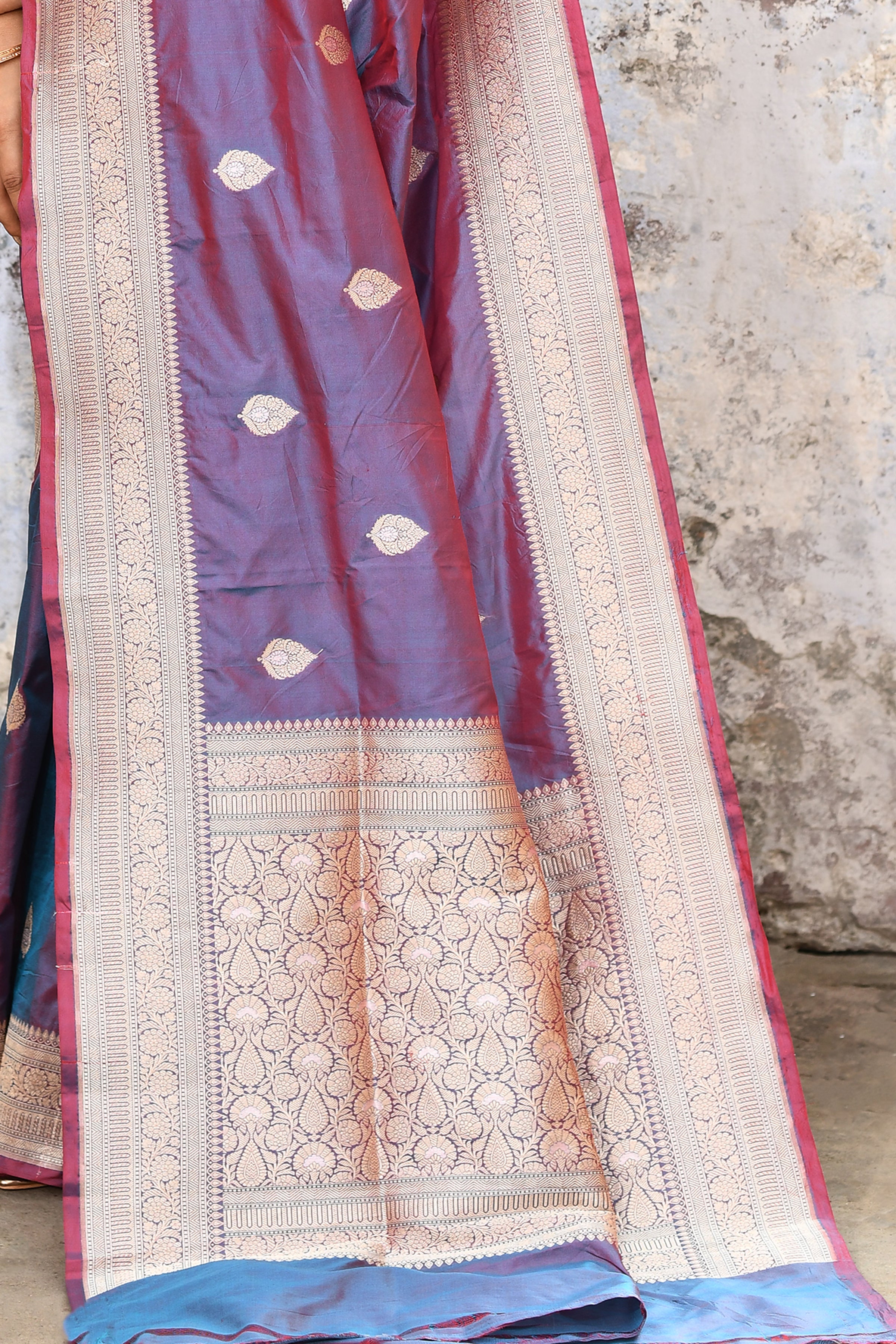 Handwoven Purple Banarasi Katan Silk Saree