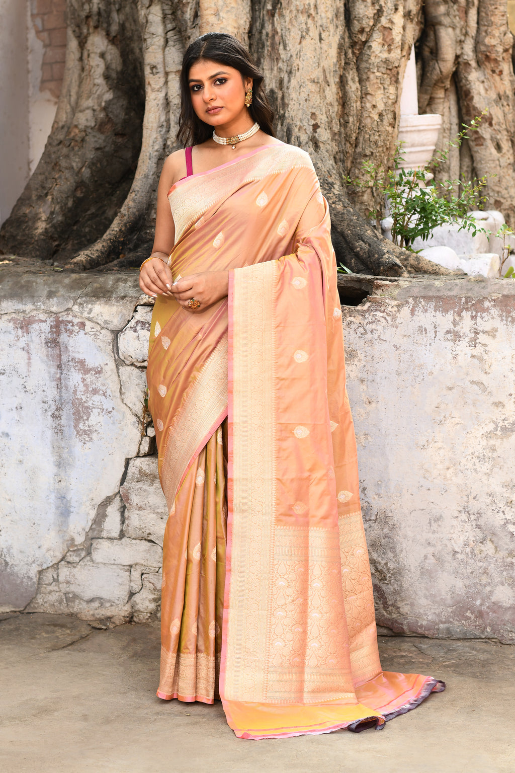 Handwoven Mehndi Green Banarasi Katan Silk Saree