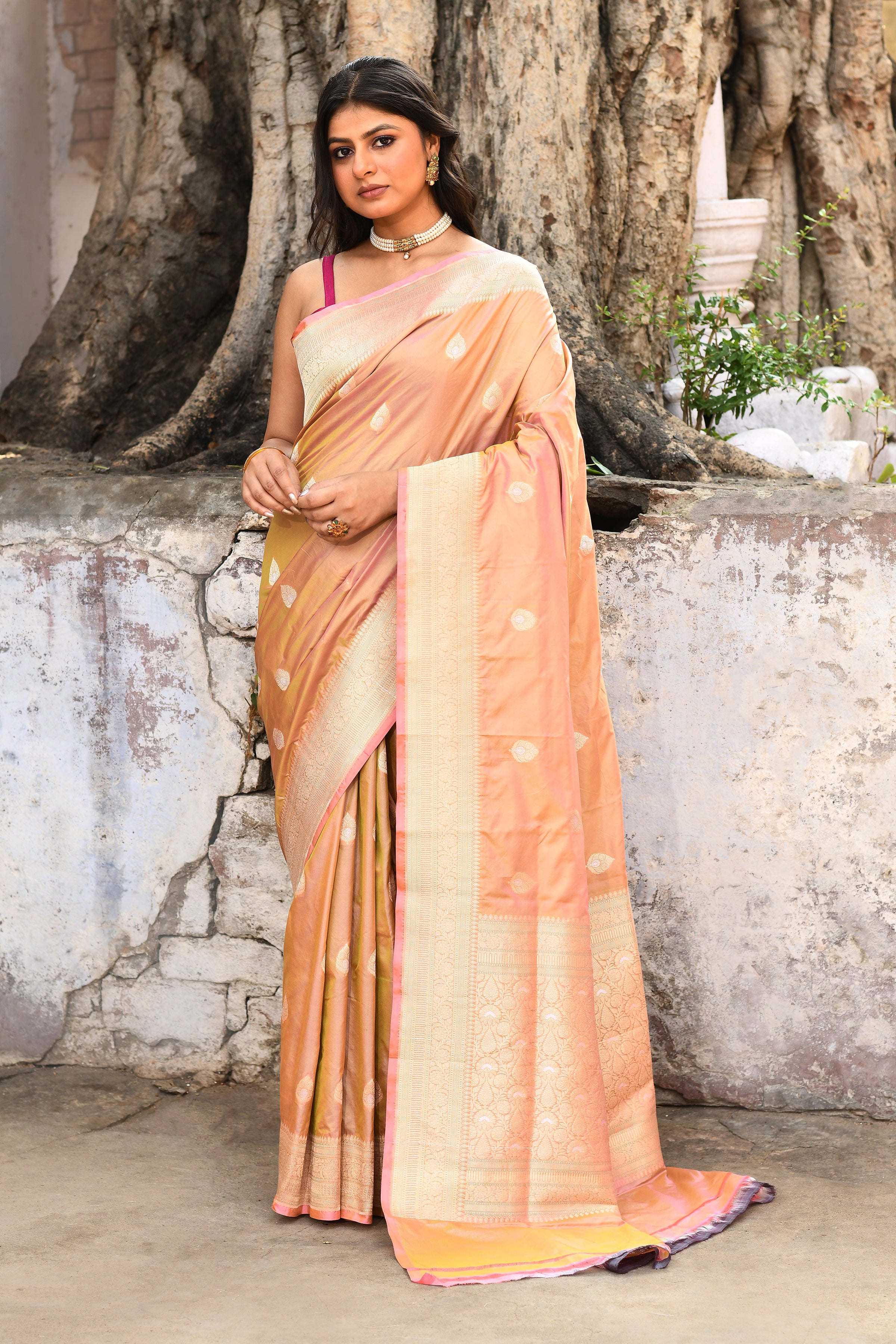 Handwoven Mehndi Green Banarasi Katan Silk Saree