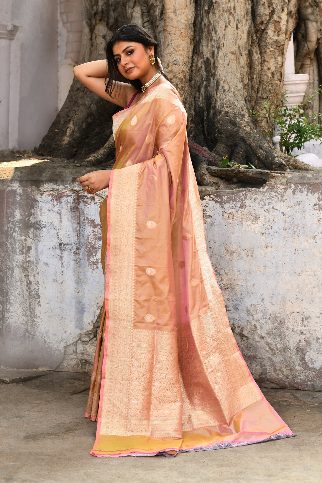 Handwoven Mehndi Green Banarasi Katan Silk Saree