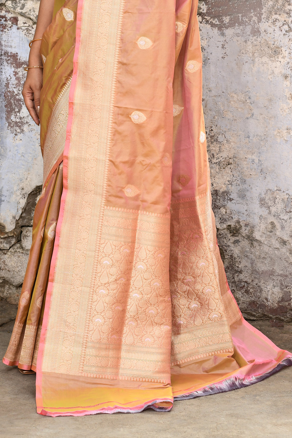 Handwoven Mehndi Green Banarasi Katan Silk Saree