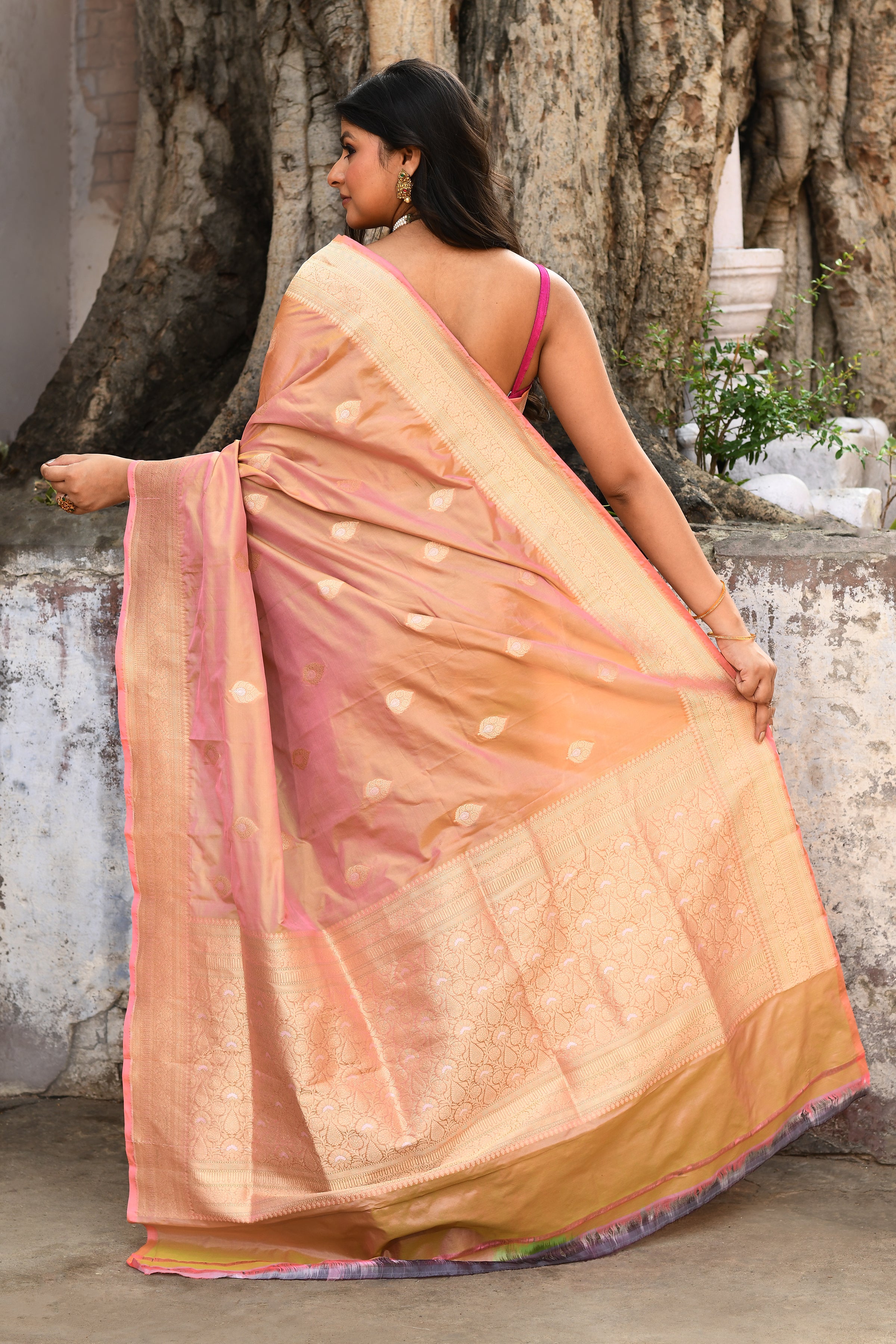 Handwoven Mehndi Green Banarasi Katan Silk Saree