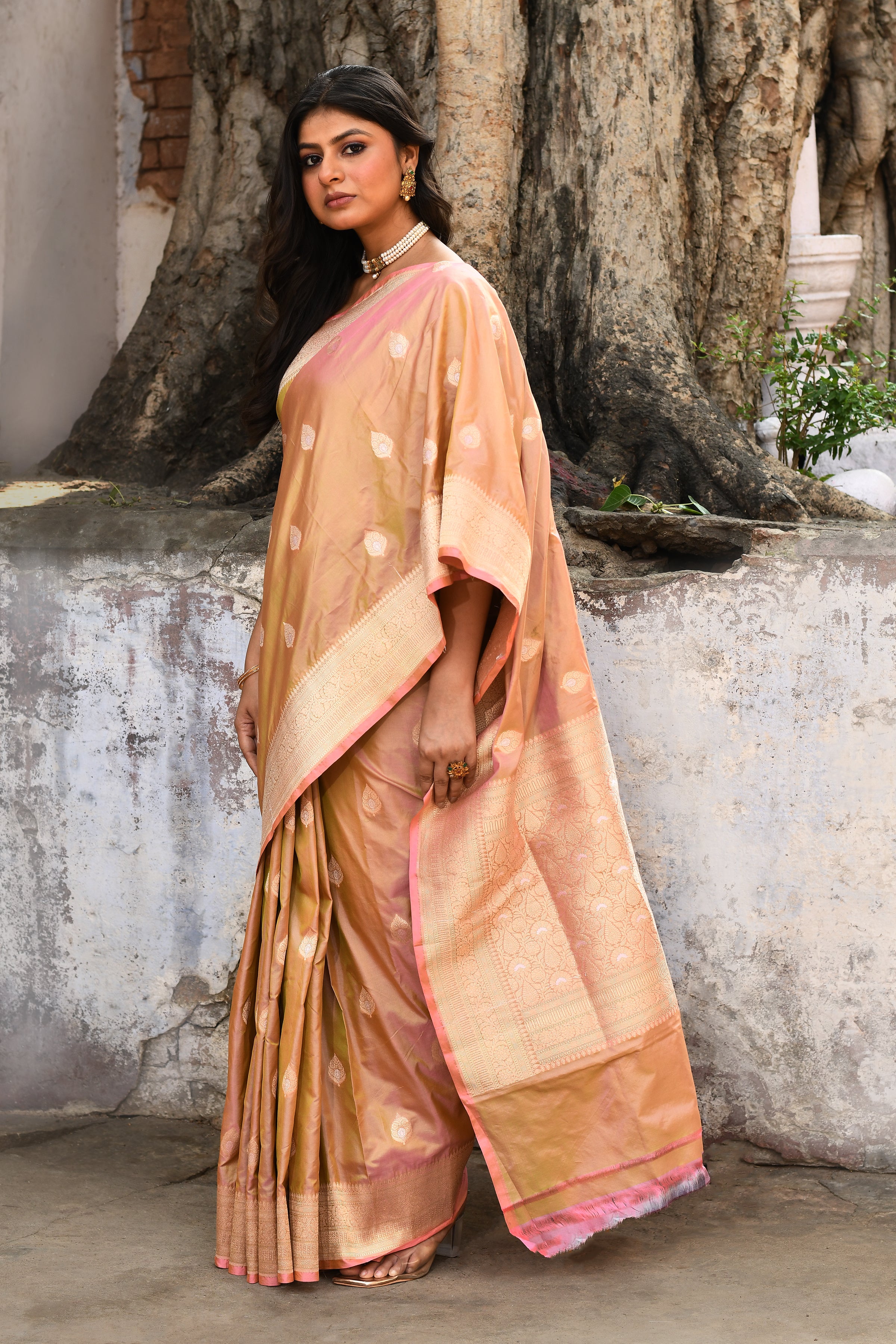 Handwoven Mehndi Green Banarasi Katan Silk Saree