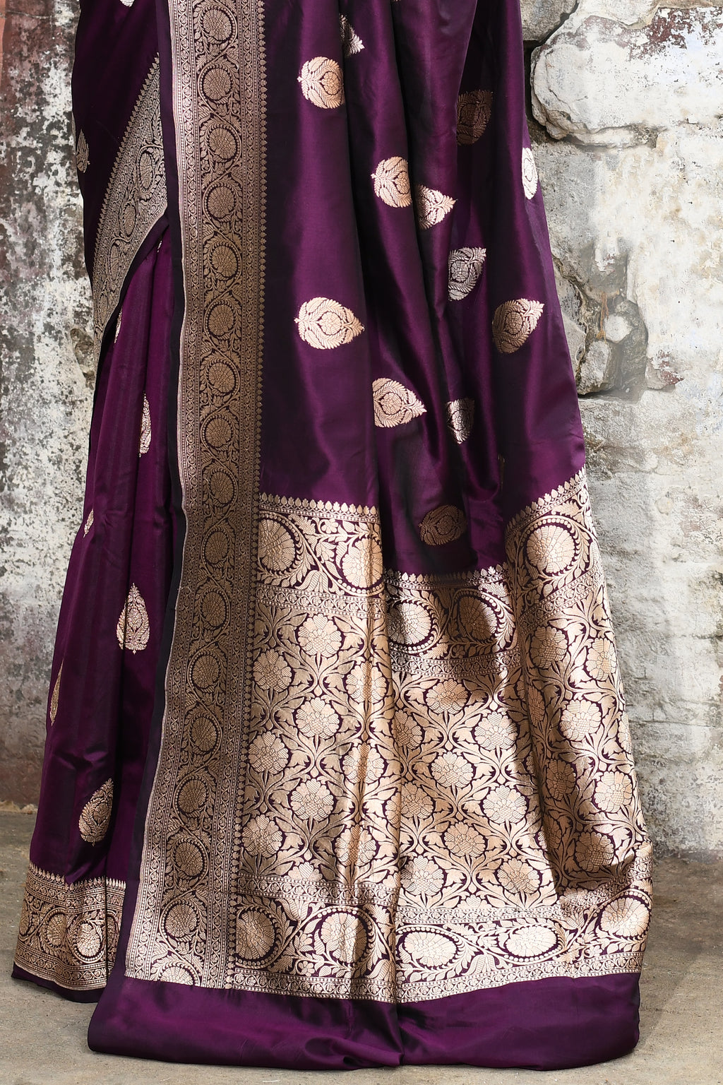 Handwoven Plum Banarasi Katan Silk Saree