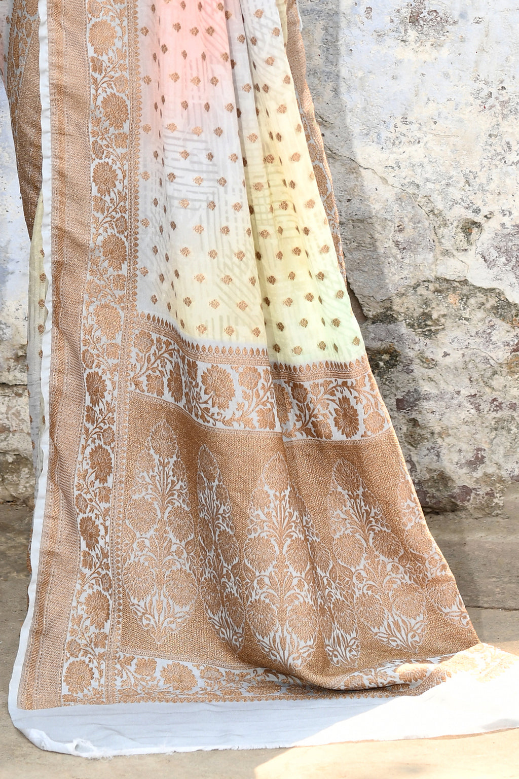 Shaded Pastel Banarasi Chiffon Crape Silk Saree