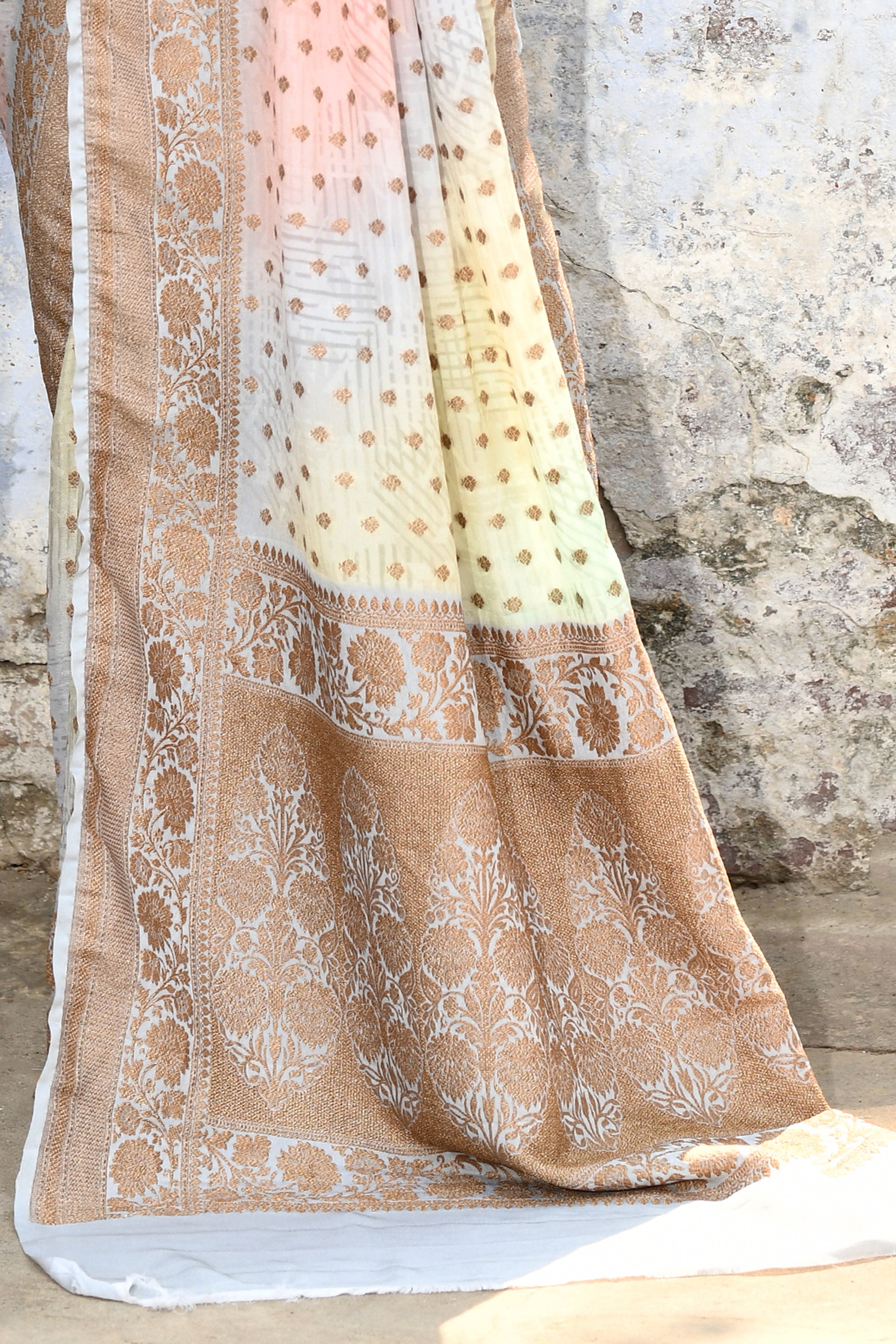 Shaded Pastel Banarasi Chiffon Crape Silk Saree