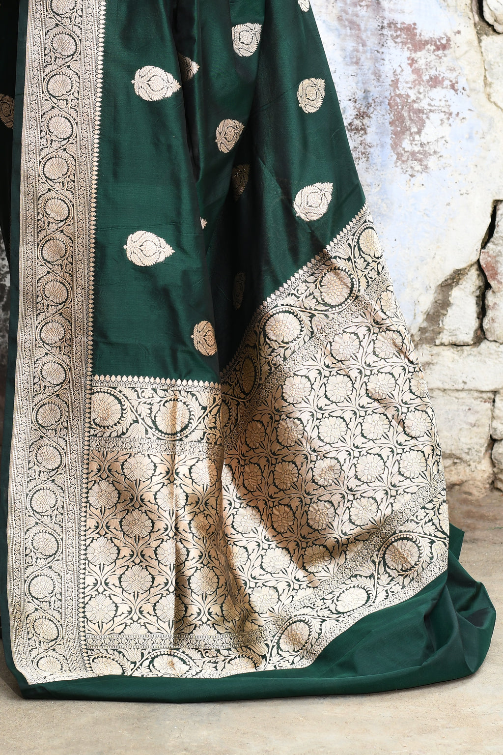 Emerald Green Banarasi Katan Silk Saree