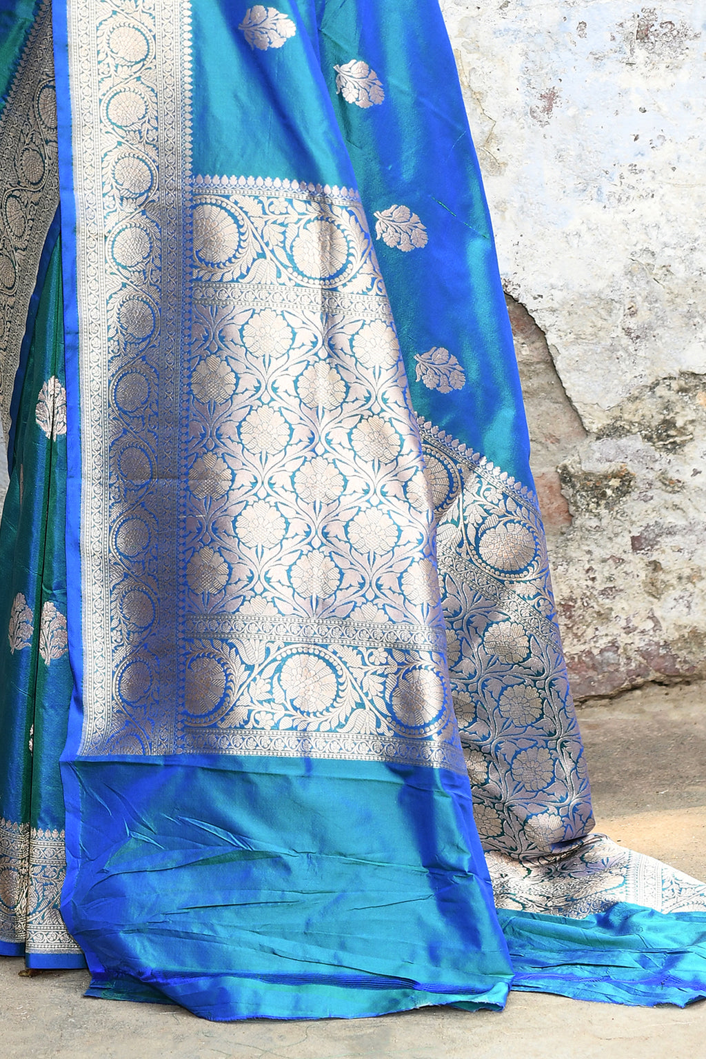 Blue Banarasi Katan Silk Saree