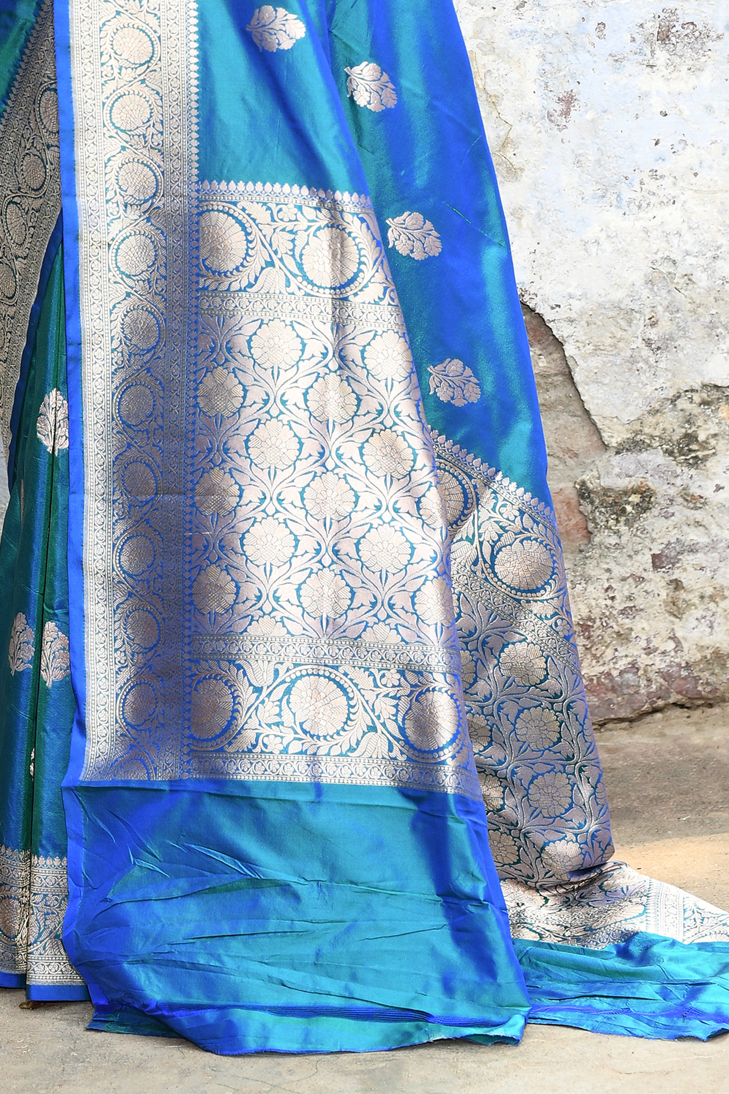 Blue Banarasi Katan Silk Saree