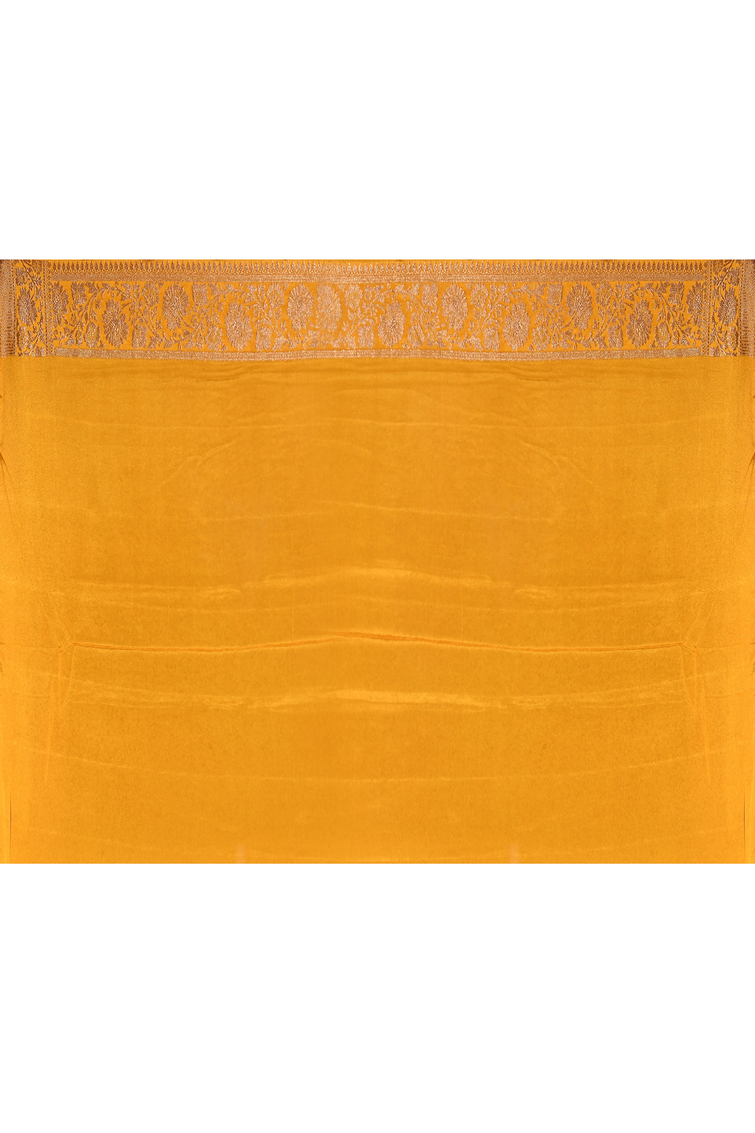 Gold Yellow Banarasi Soft Silk Saree