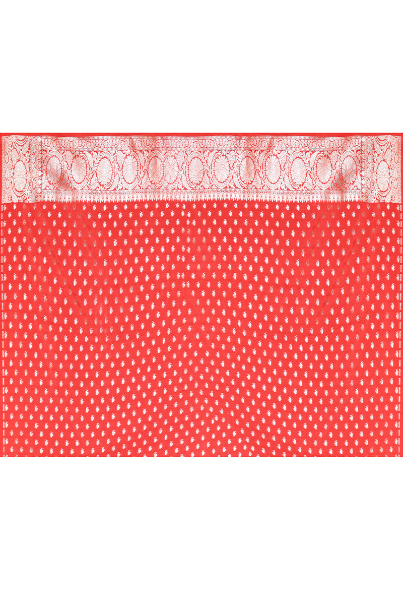 Red Banarasi Soft Silk Saree