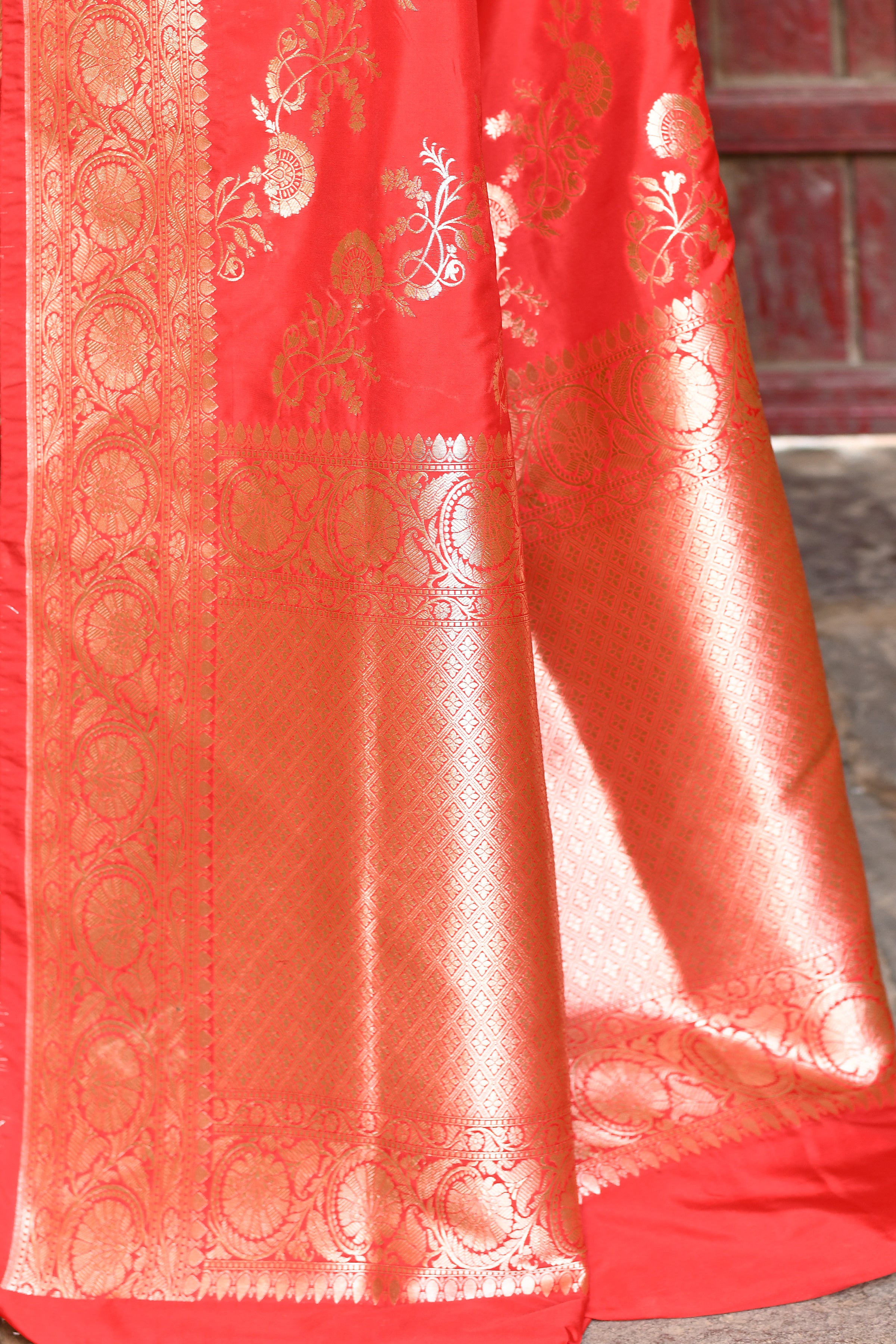 Red Banarasi Soft Silk Saree
