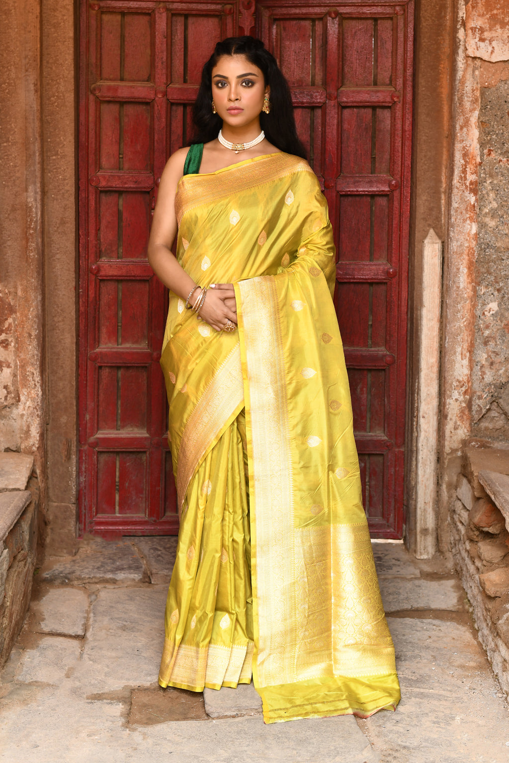 Radiant Yellow Handwoven Banarasi Katan Silk Saree