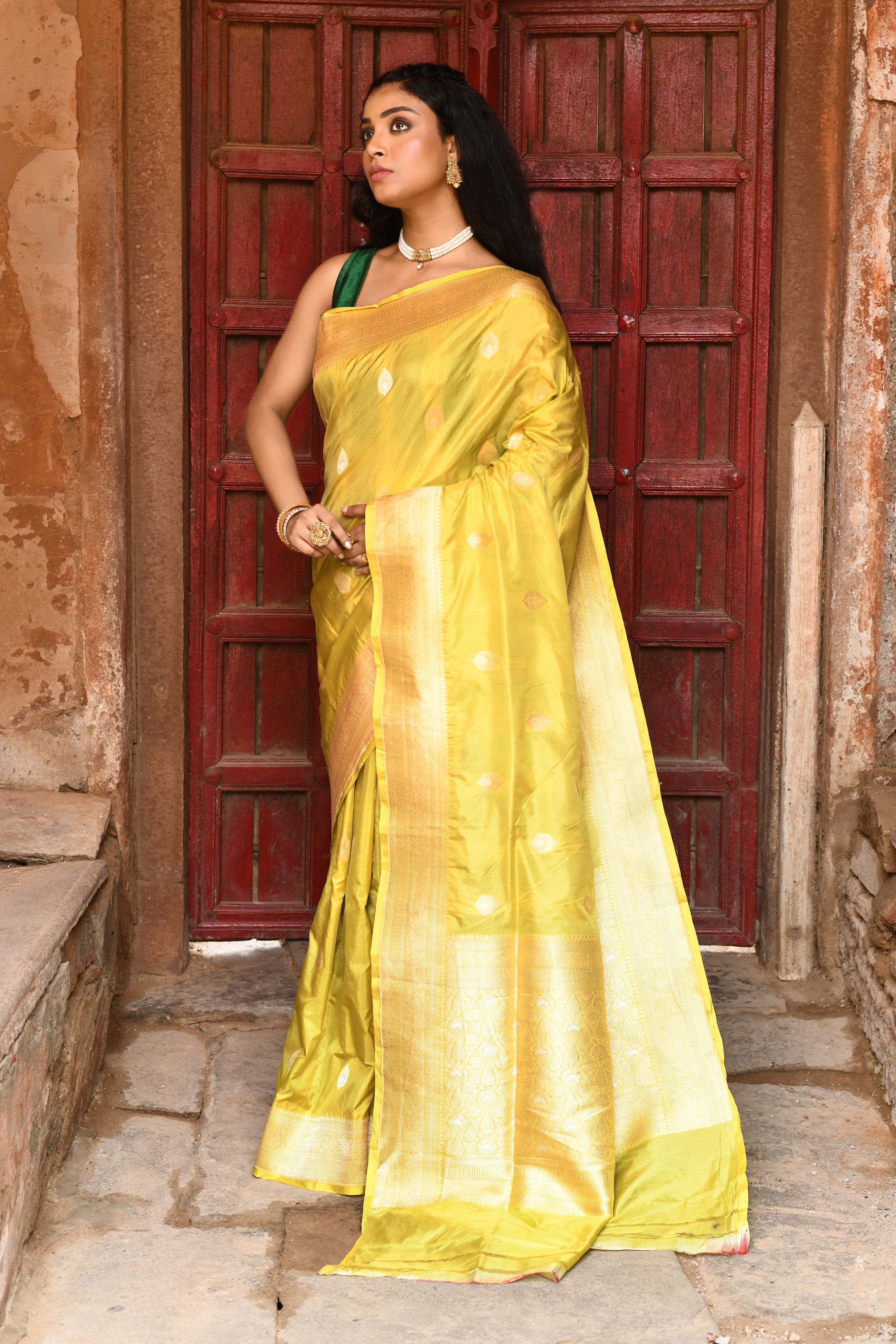 Radiant Yellow Handwoven Banarasi Katan Silk Saree