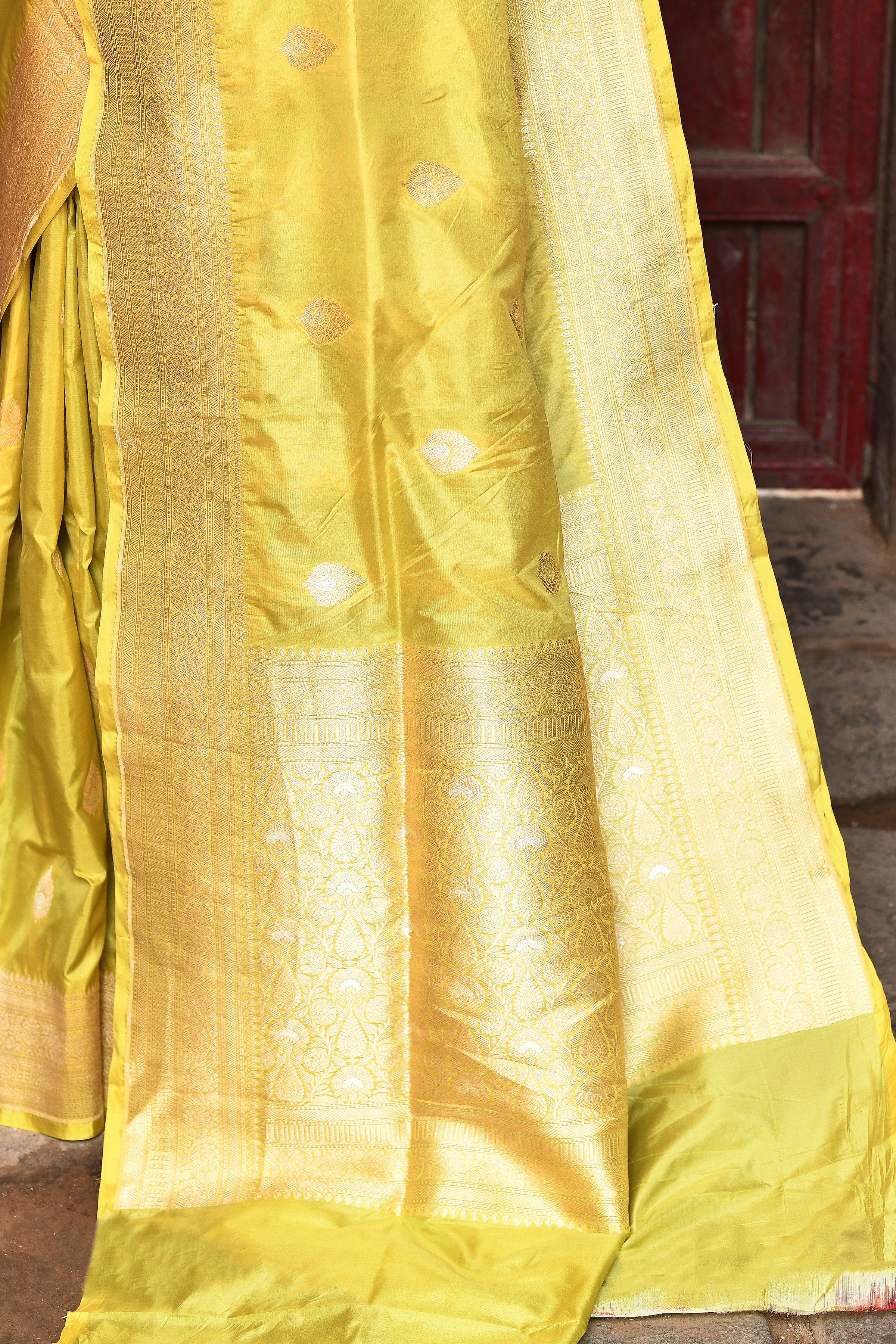 Radiant Yellow Handwoven Banarasi Katan Silk Saree