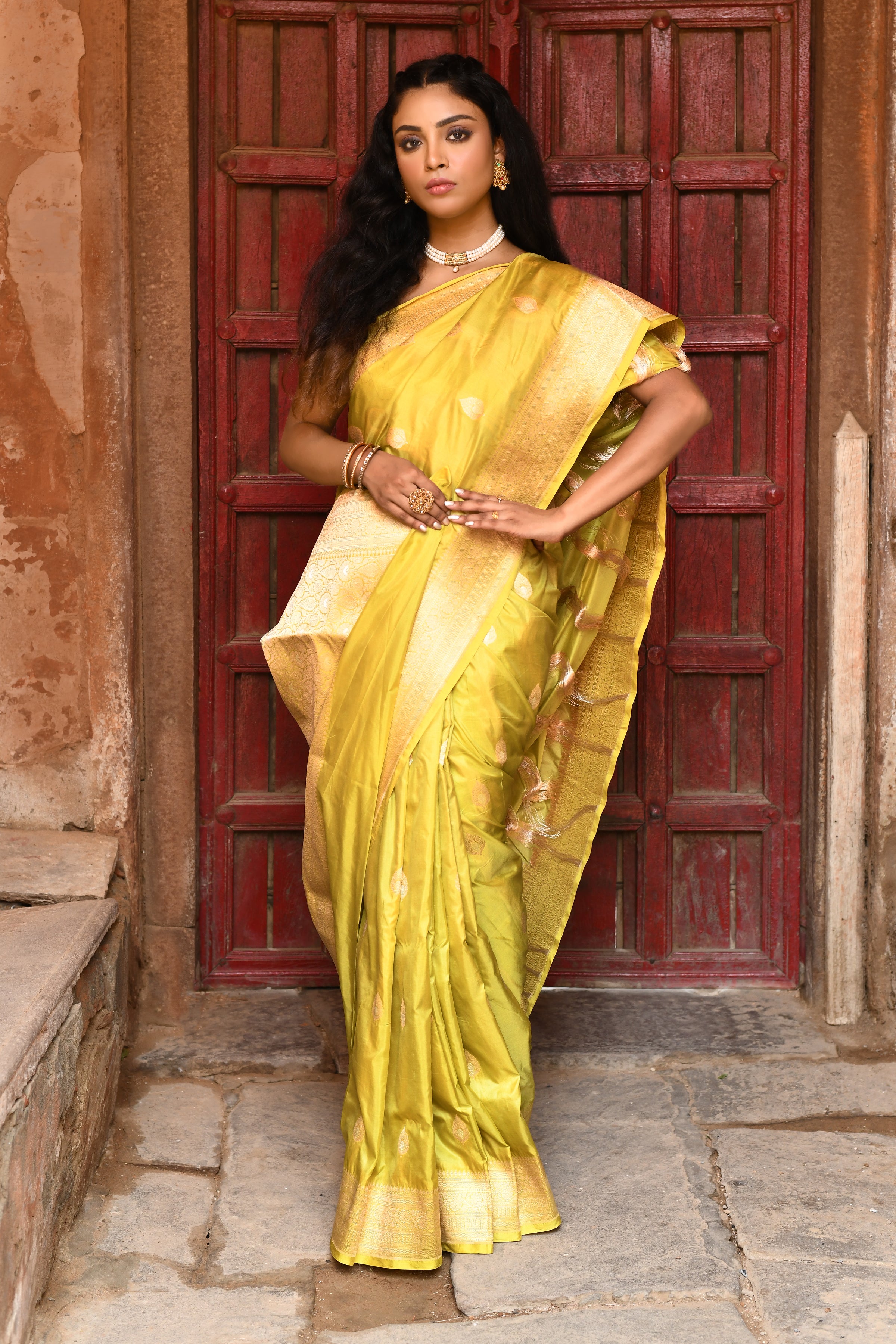 Radiant Yellow Handwoven Banarasi Katan Silk Saree