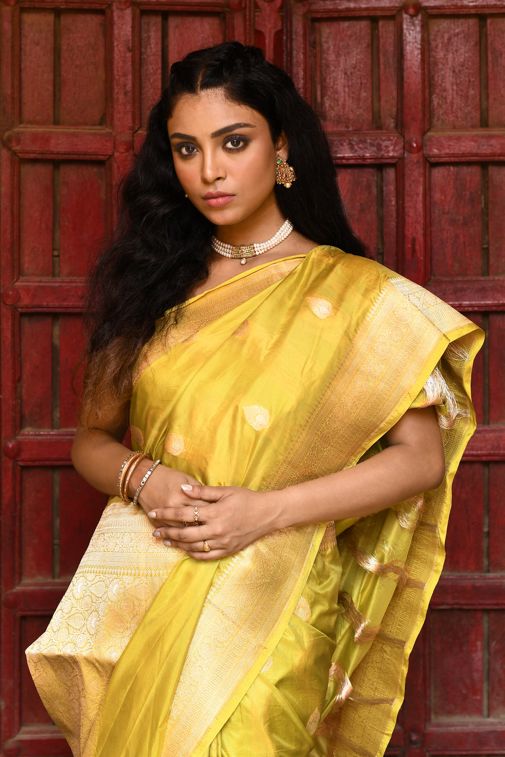 Radiant Yellow Handwoven Banarasi Katan Silk Saree