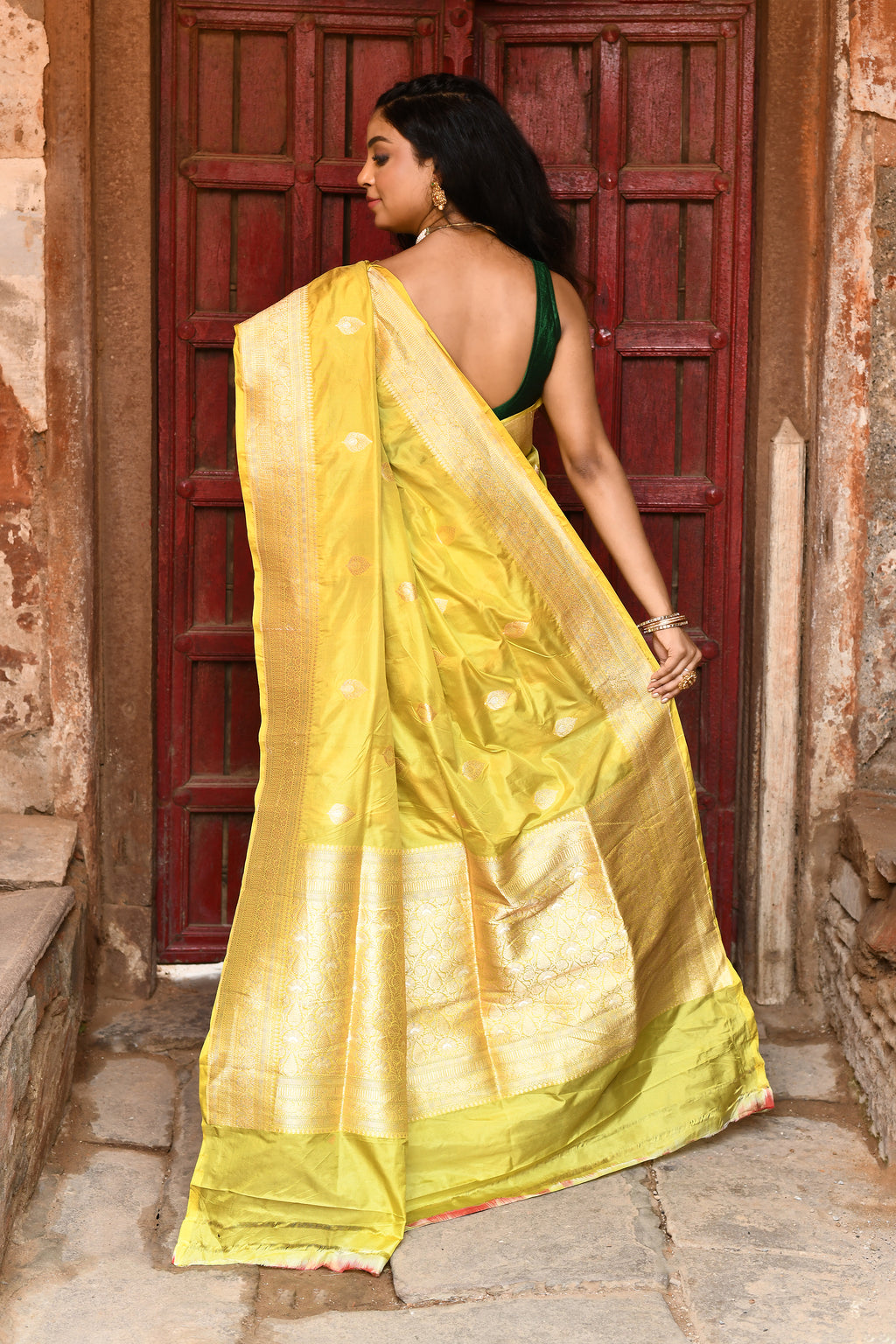 Radiant Yellow Handwoven Banarasi Katan Silk Saree