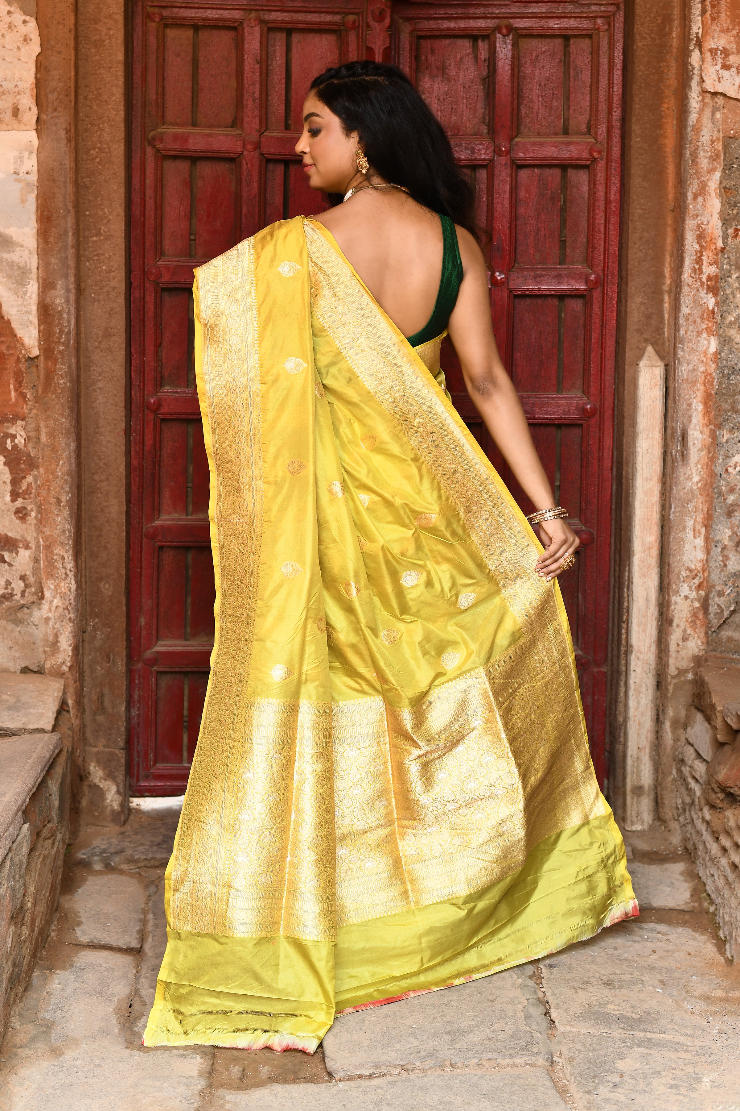 Radiant Yellow Handwoven Banarasi Katan Silk Saree