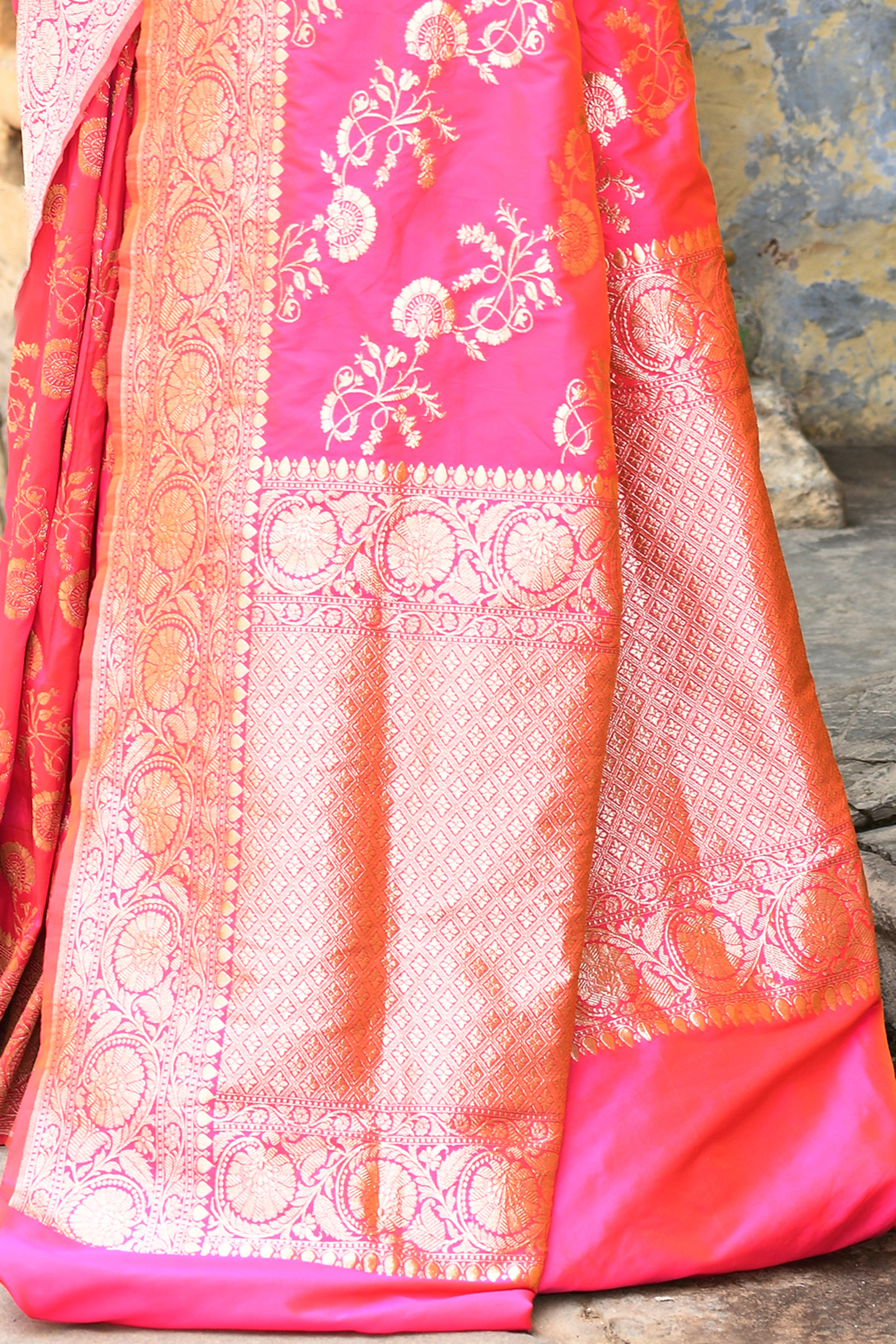 Pink Banarasi Soft Silk Saree