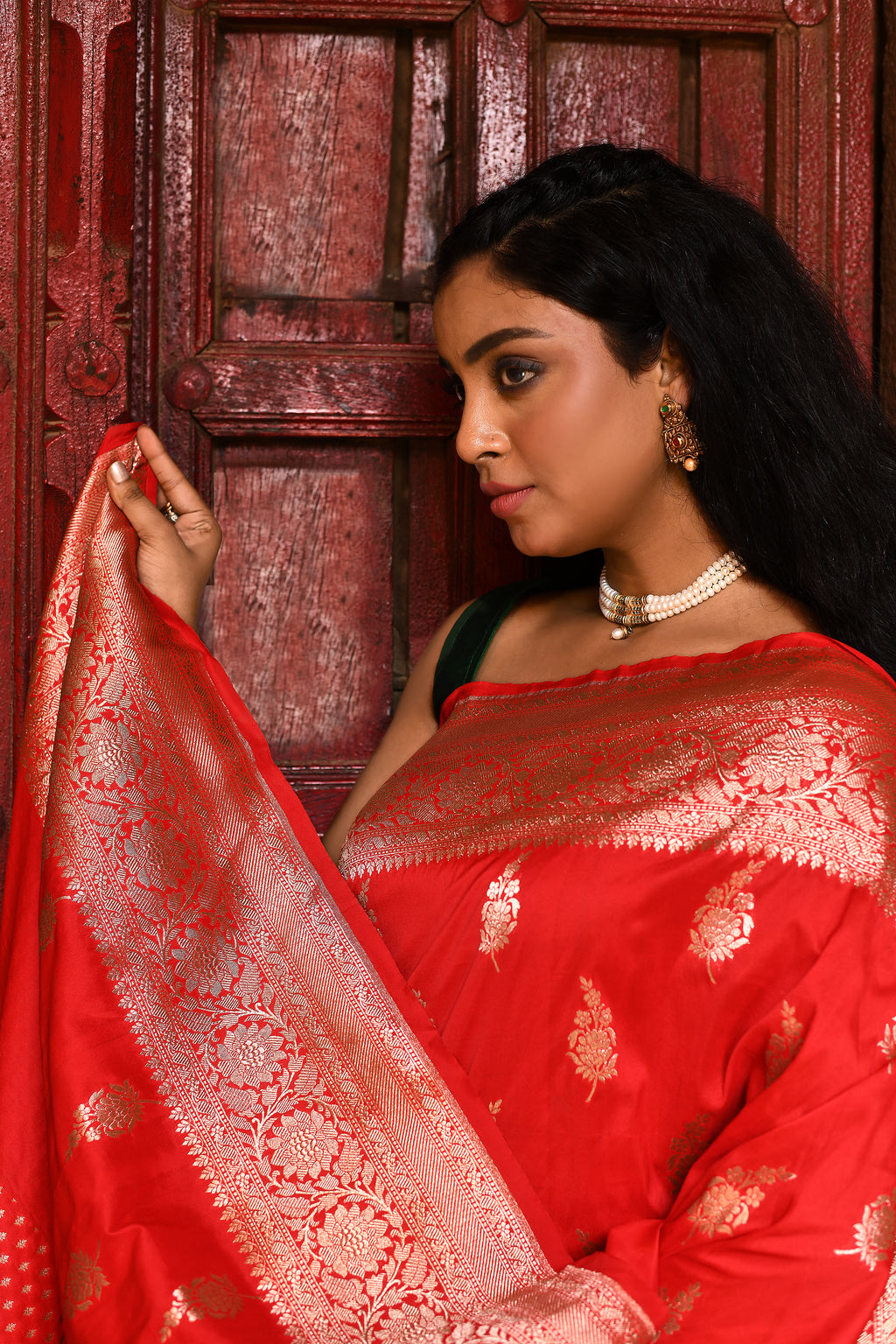 Handwoven Pure Banarasi Red Soft Silk Saree
