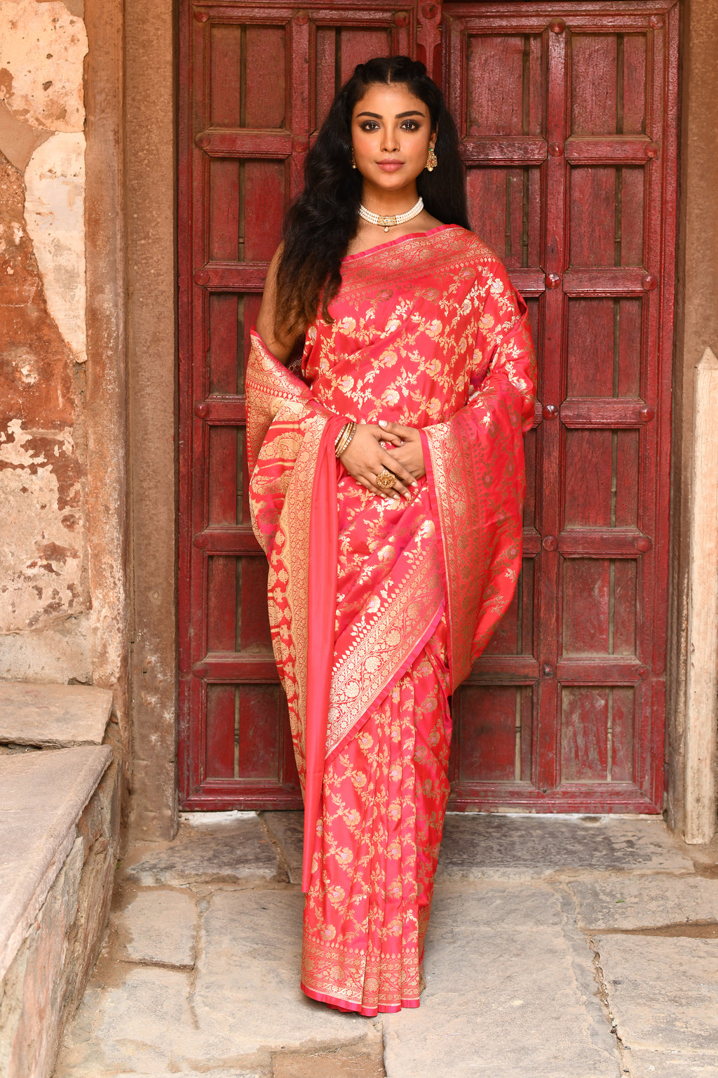 Pure Handwoven Banarasi Soft Silk Saree in Red