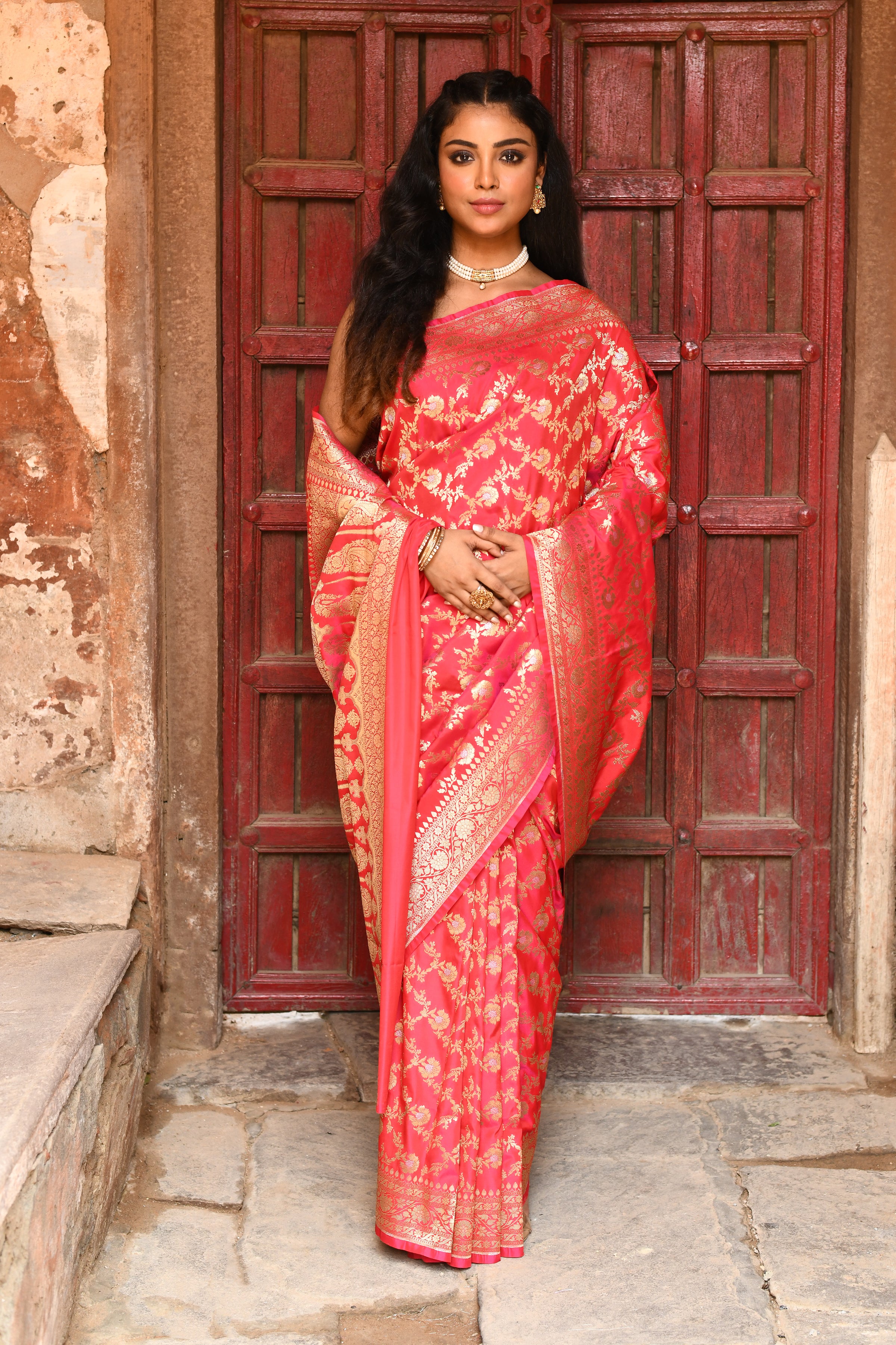 Pure Handwoven Banarasi Soft Silk Saree in Red