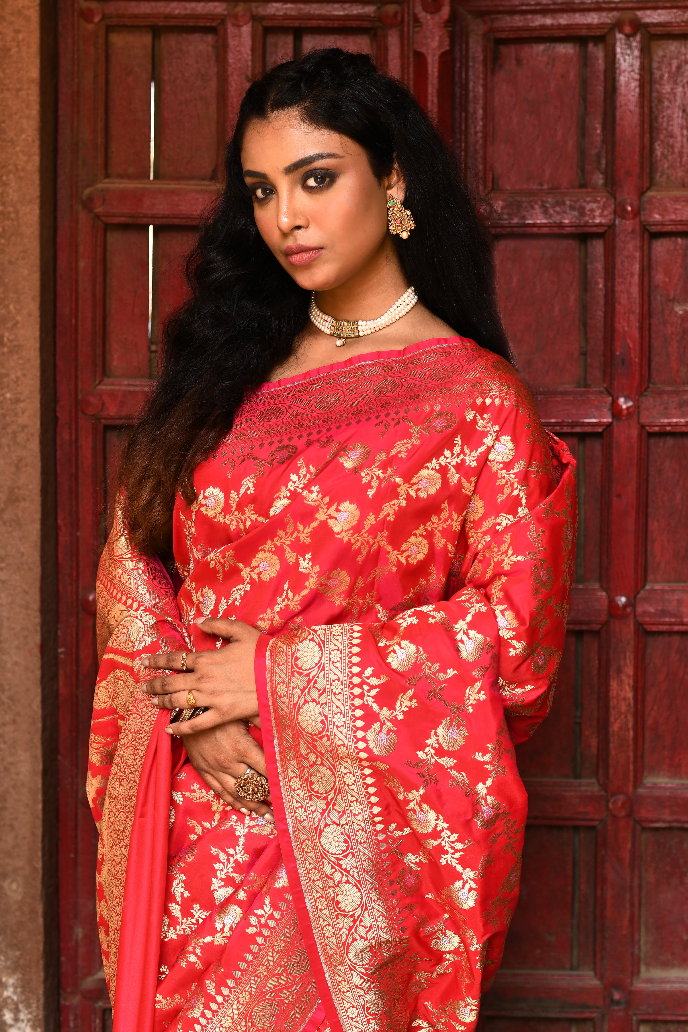 Pure Handwoven Banarasi Soft Silk Saree in Red