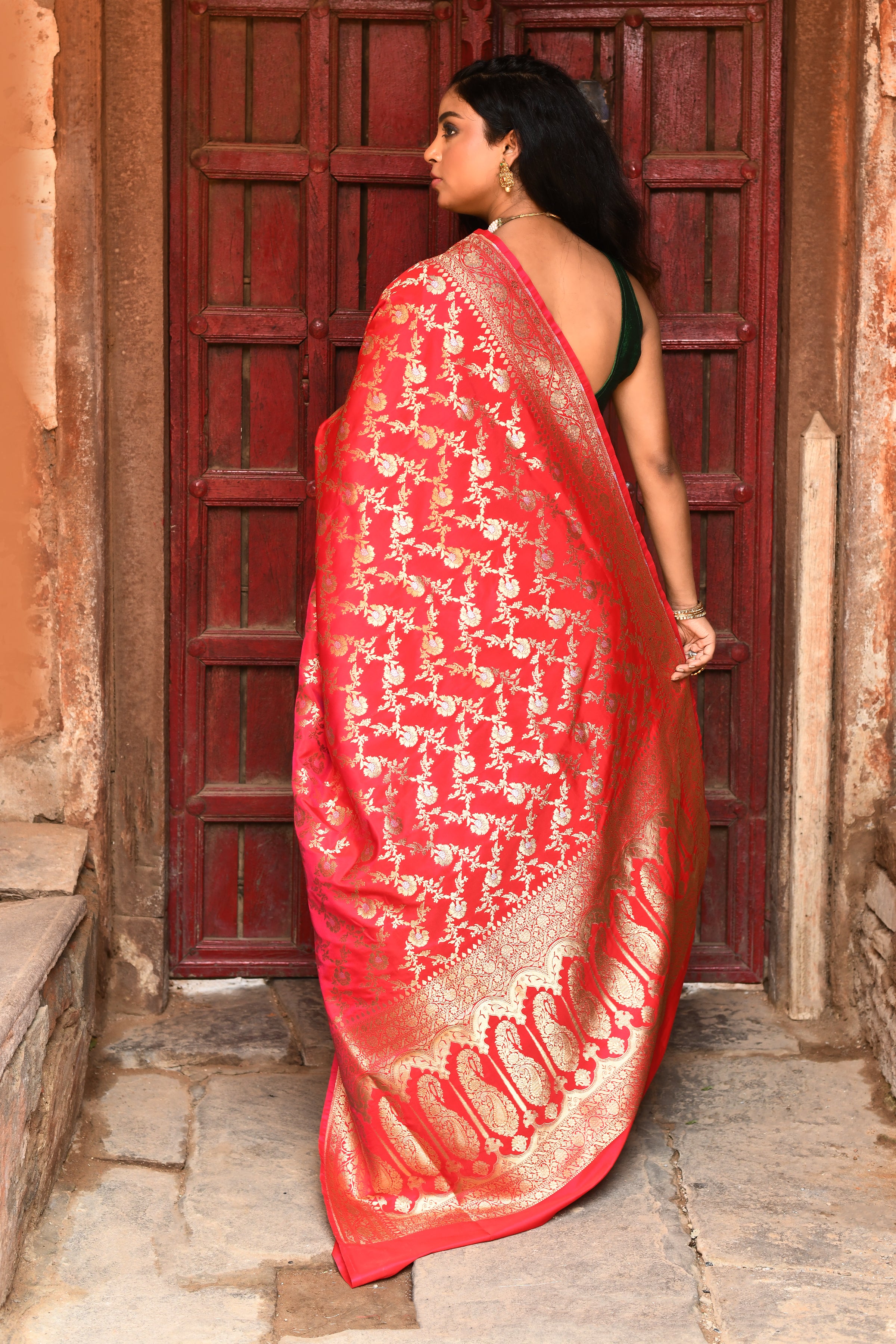 Pure Handwoven Banarasi Soft Silk Saree in Red