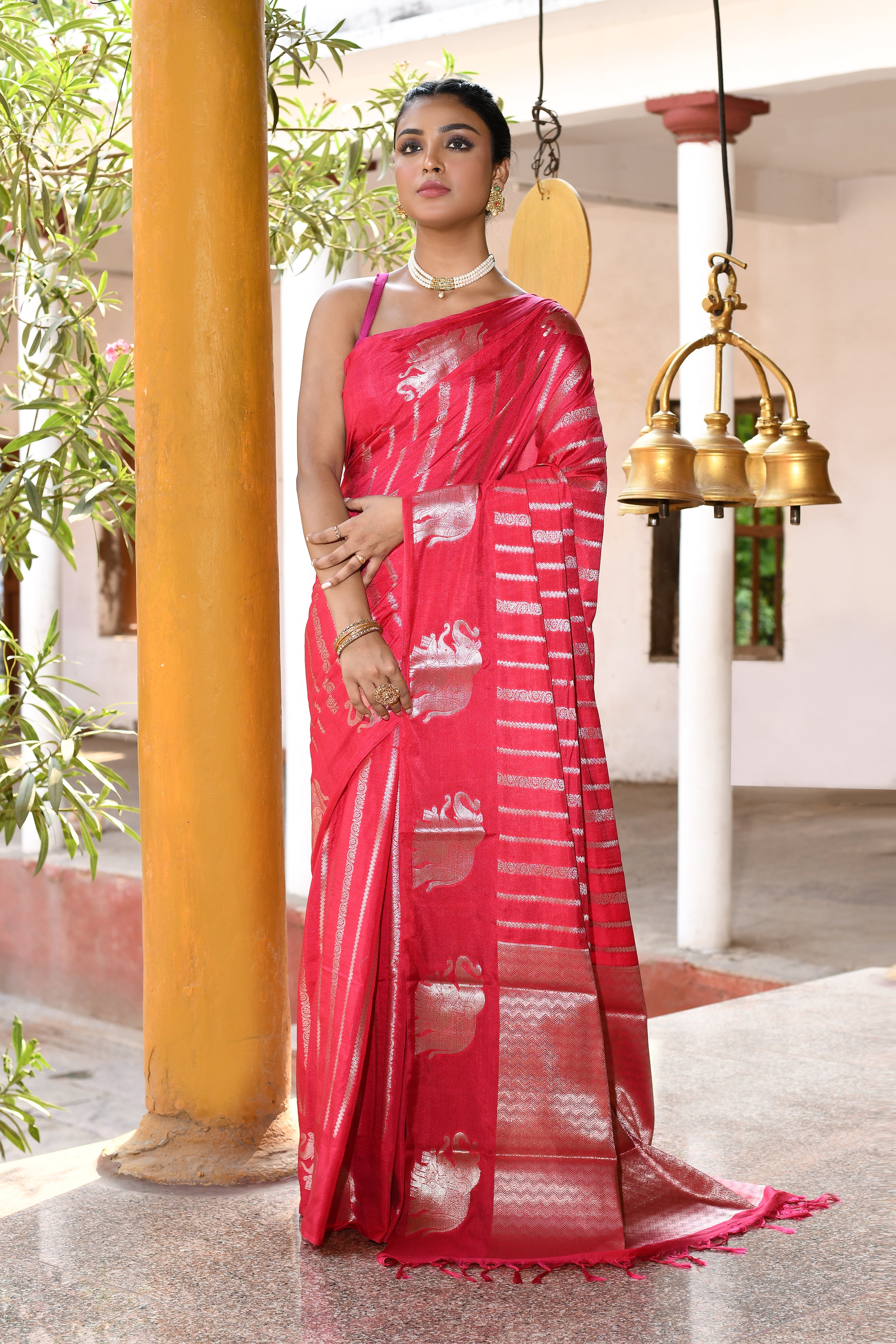 Pink Banarasi Soft Silk Saree