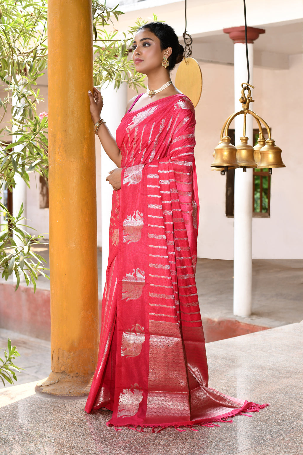 Pink Banarasi Soft Silk Saree