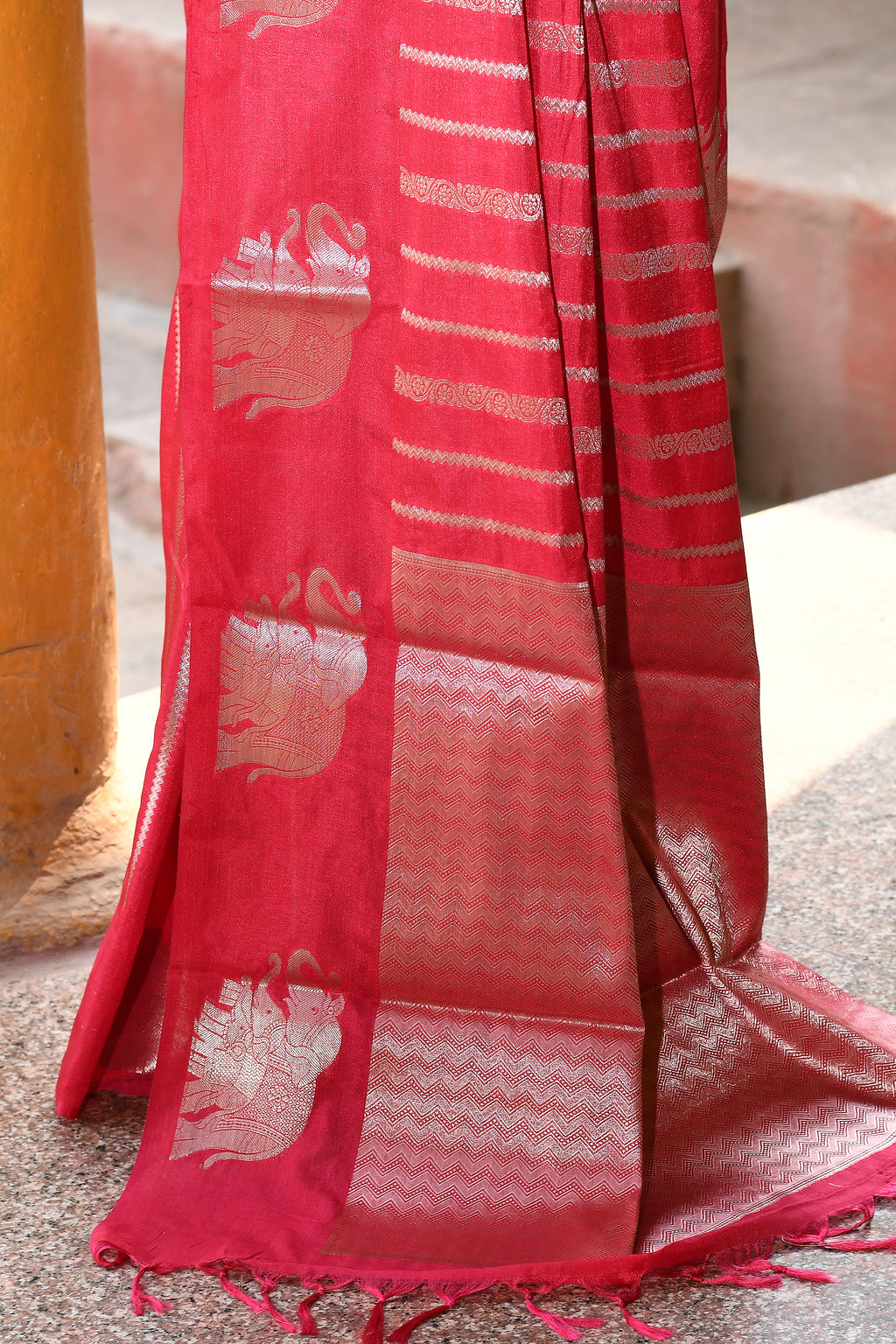 Pink Banarasi Soft Silk Saree