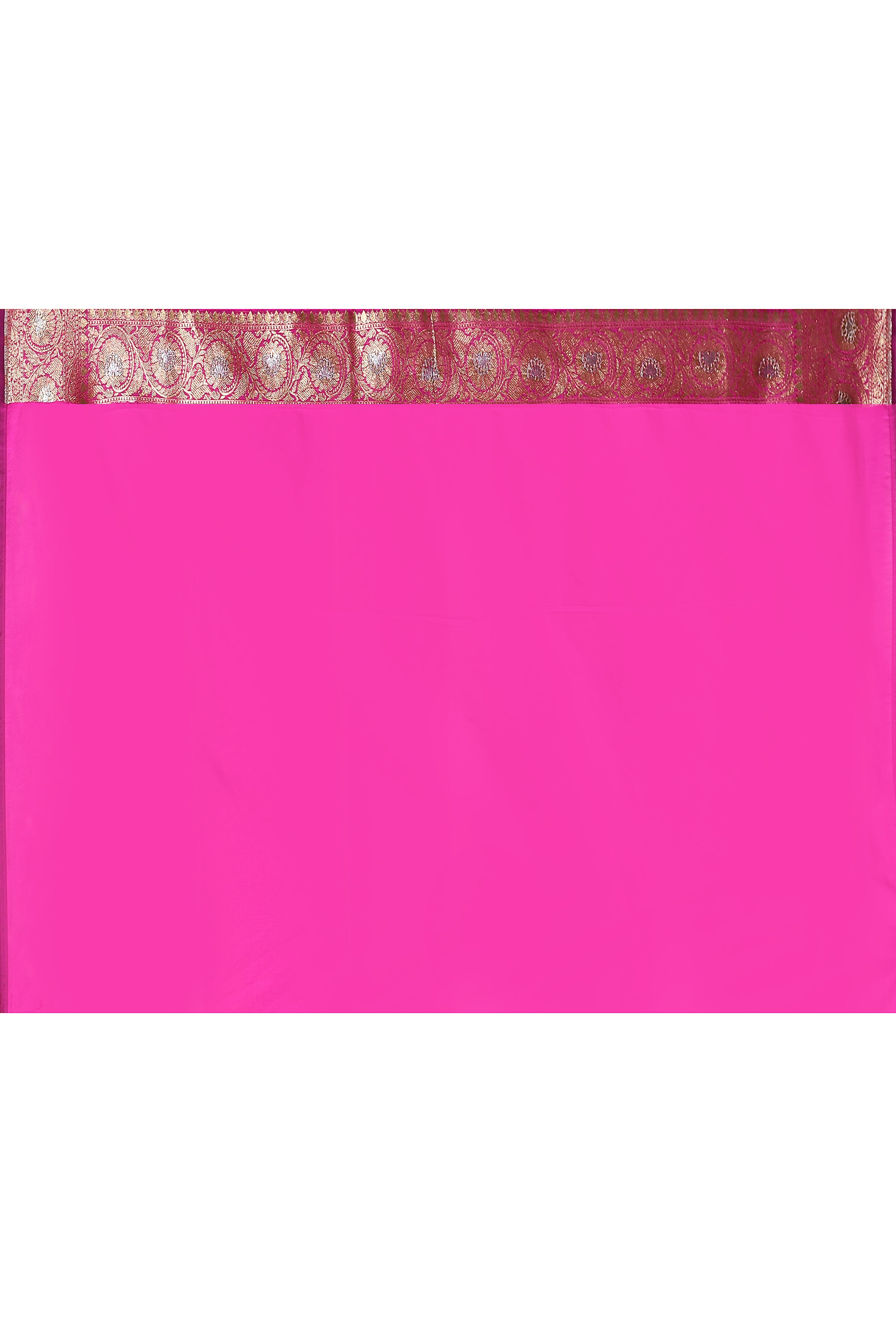 Hot Pink Banarasi Soft Silk Saree